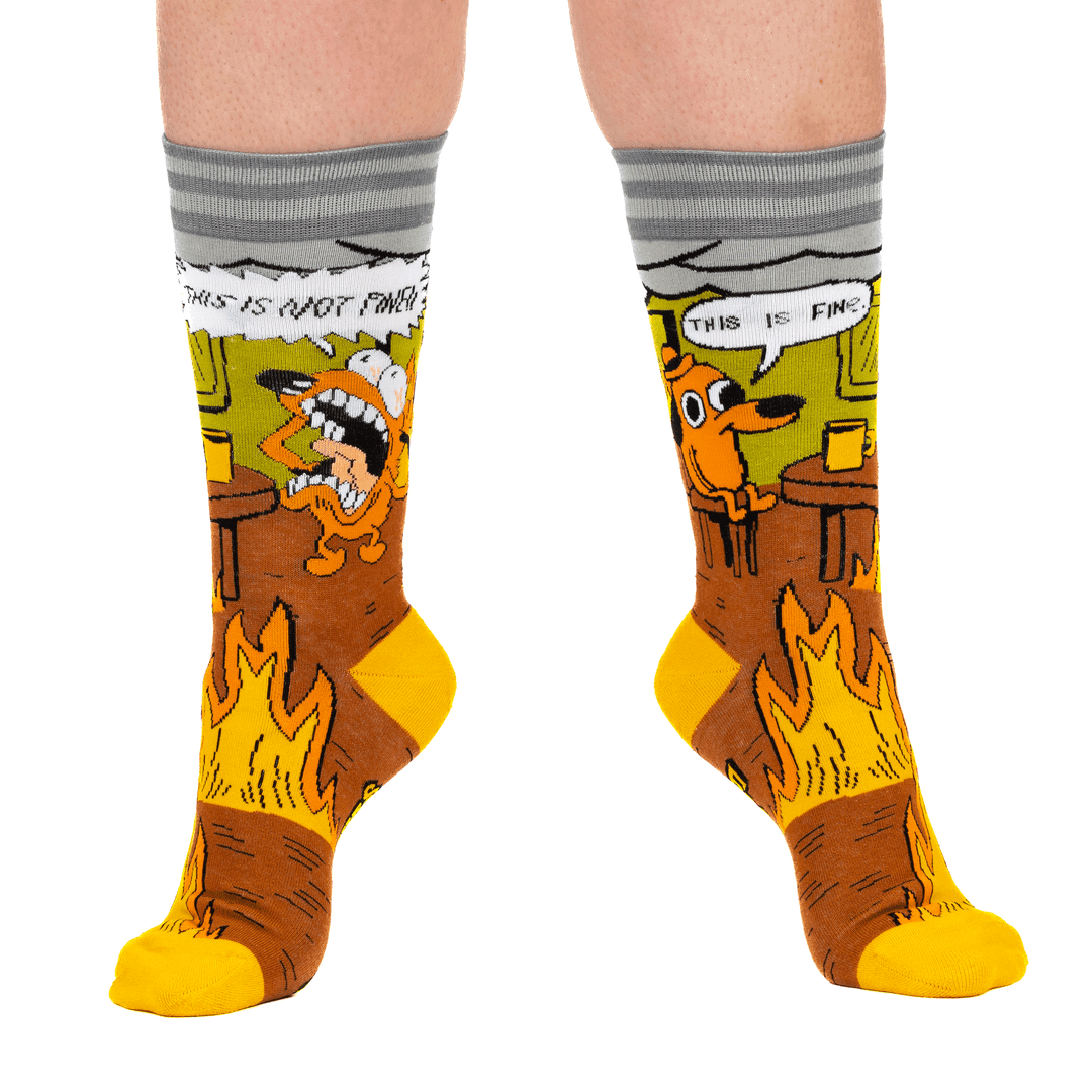 This is Fine. Also, Not Fine. Crew Socks - 