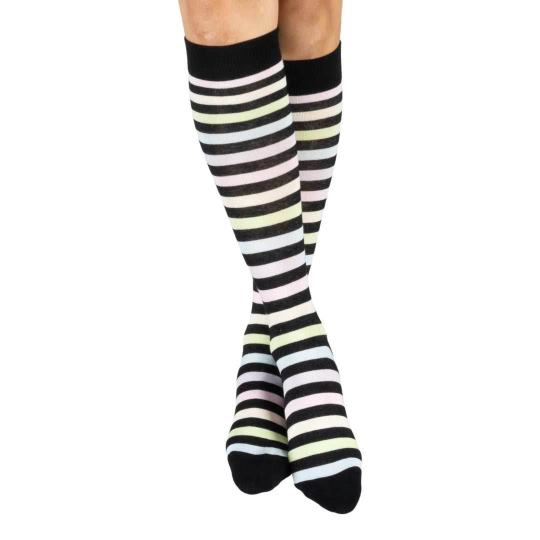 Pastel Rainbow Stripes Knee High Socks - 