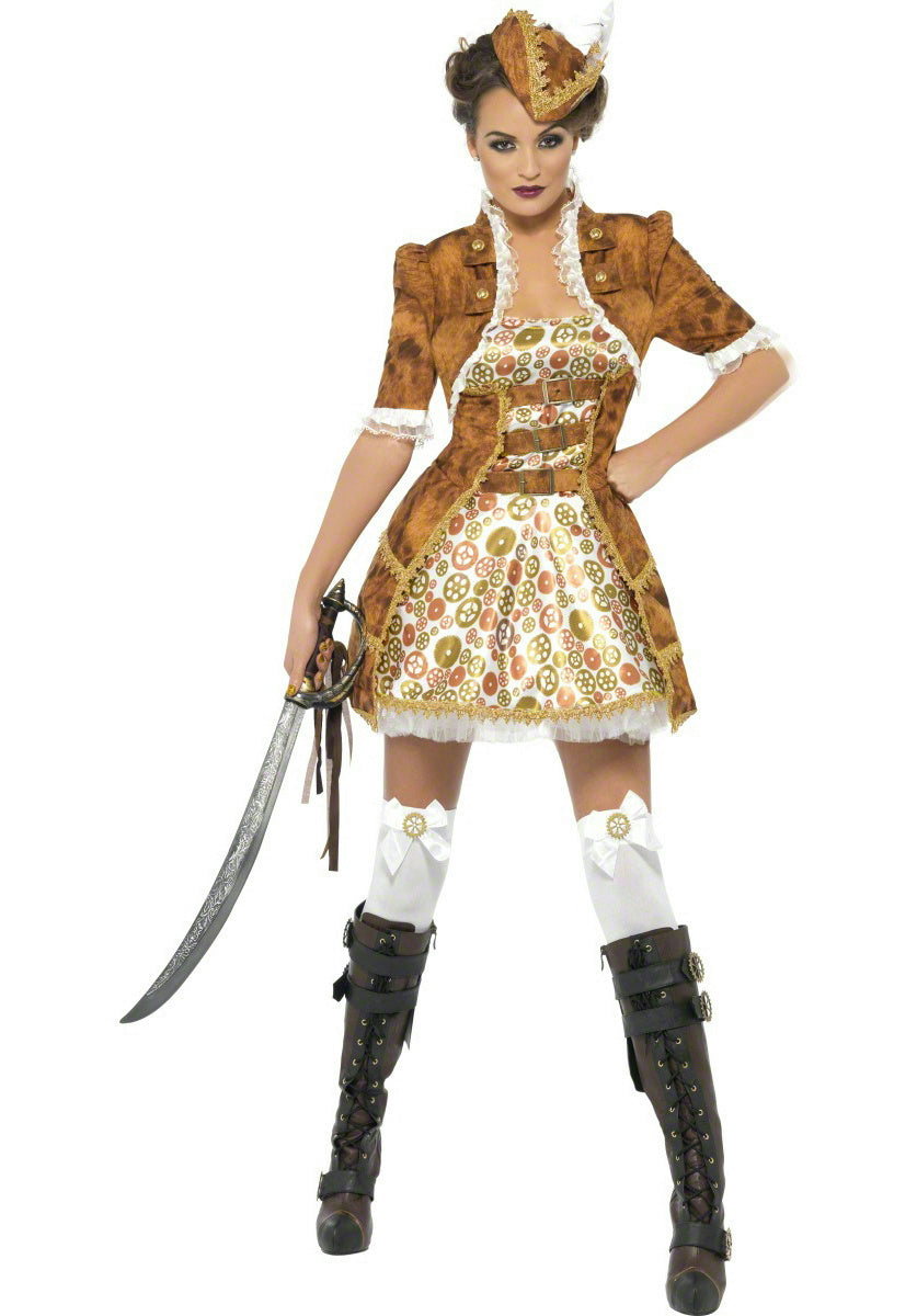 Smiffy's Women's Fever Sexy Steampunk Pirate Adult Costume Size Medium 10-12