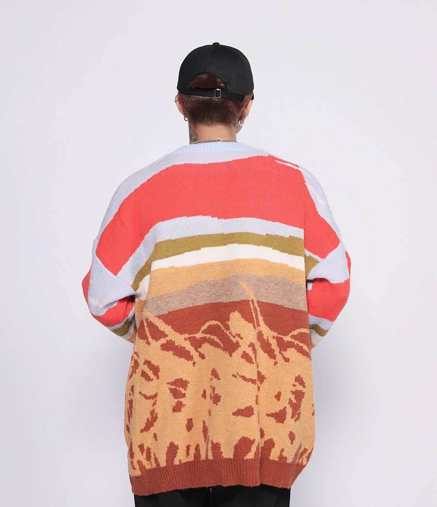 Farmland Artwork Knit Sweater - M