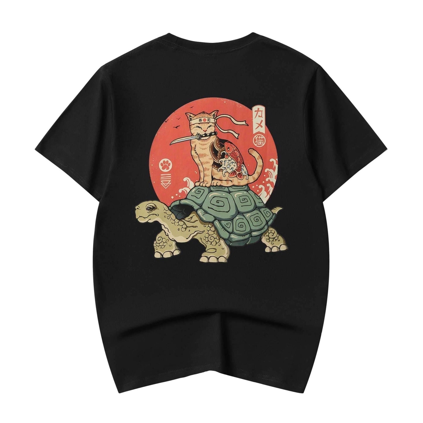 YeT018 Tortoise x Samurai Cat Tee - Black / S