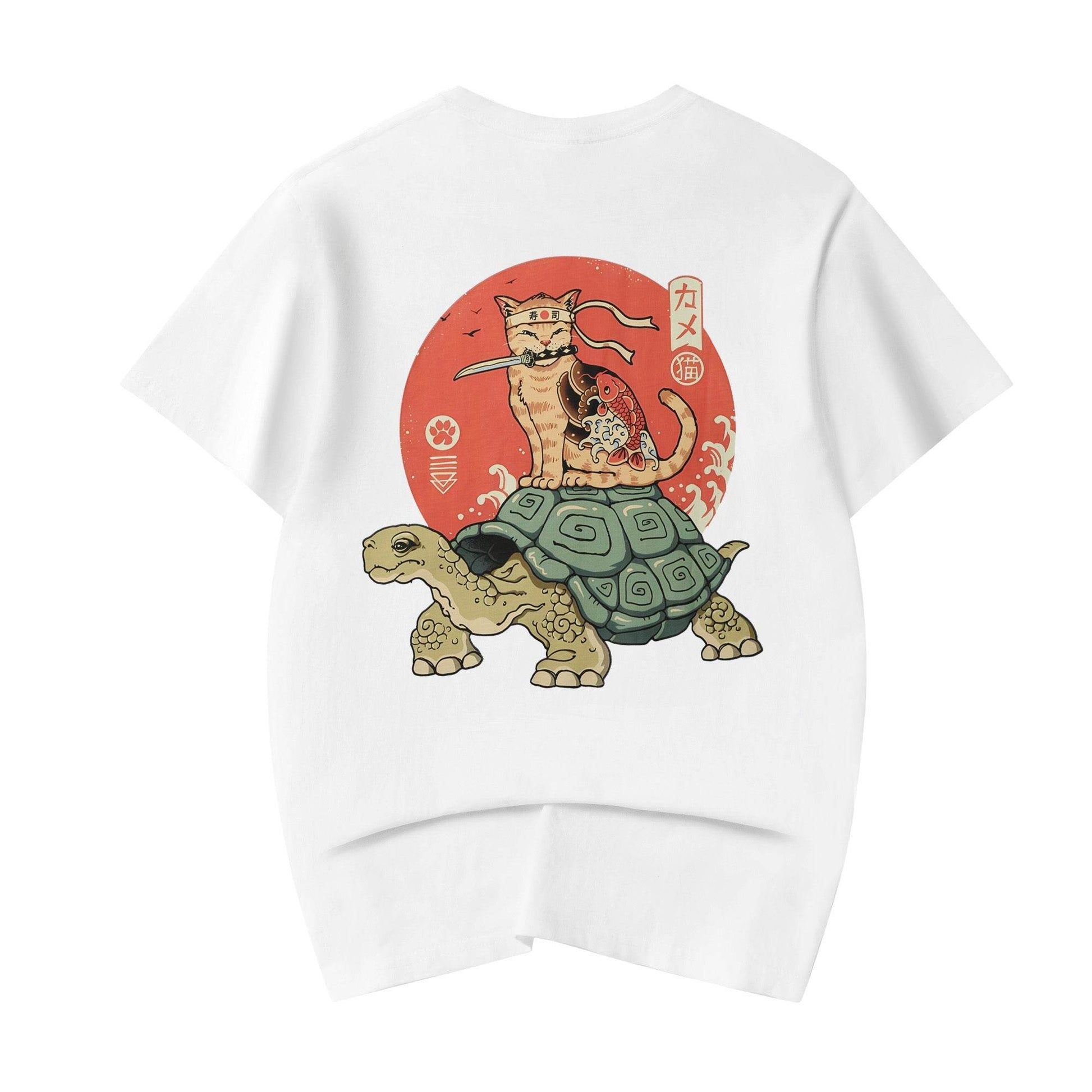 YeT018 Tortoise x Samurai Cat Tee - White / S