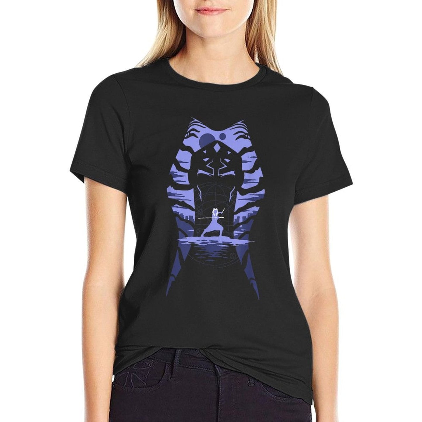 Star Wars Ahsoka Fighting Pose Montral Silhouette  Wrinkle-resistant T-Shirt