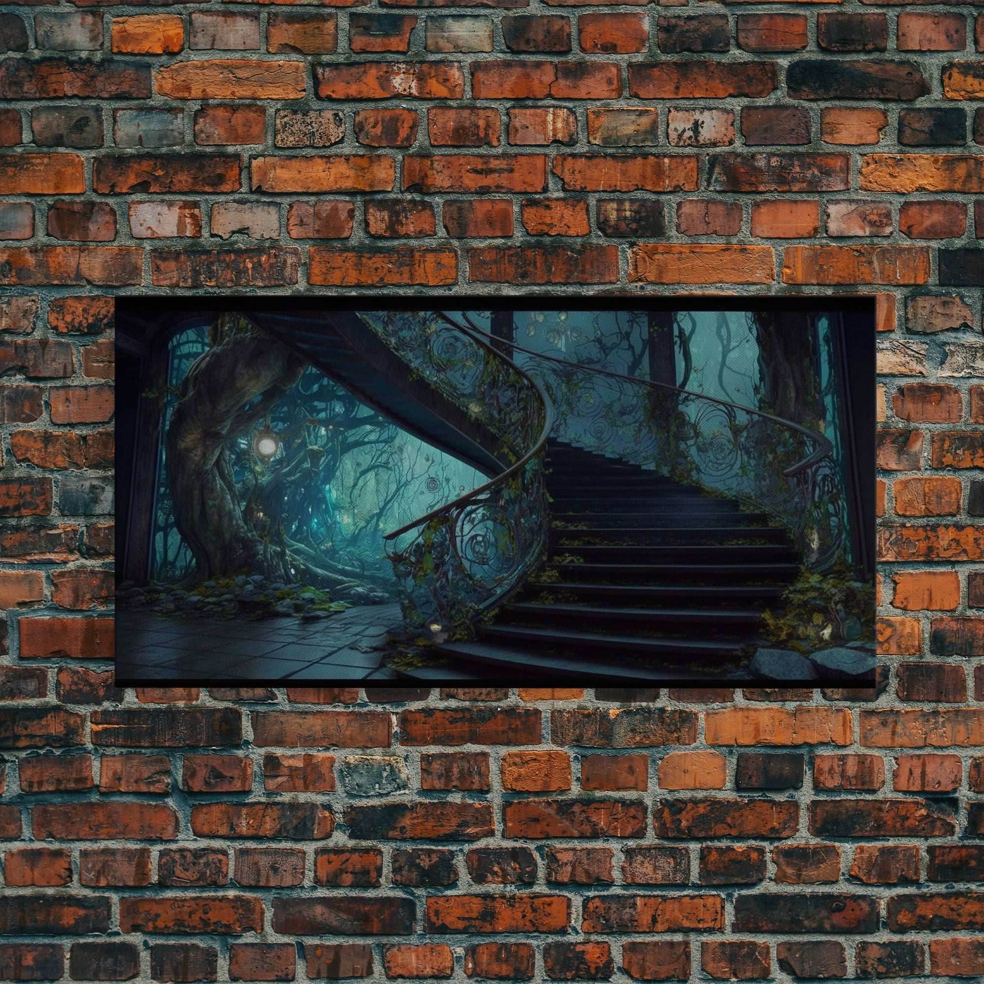Fantasy Staircase, Framed Canvas Print, Stair Way to Beyond - 10x20 Inches / Gallery Wrap Canvas - Ready To Hang