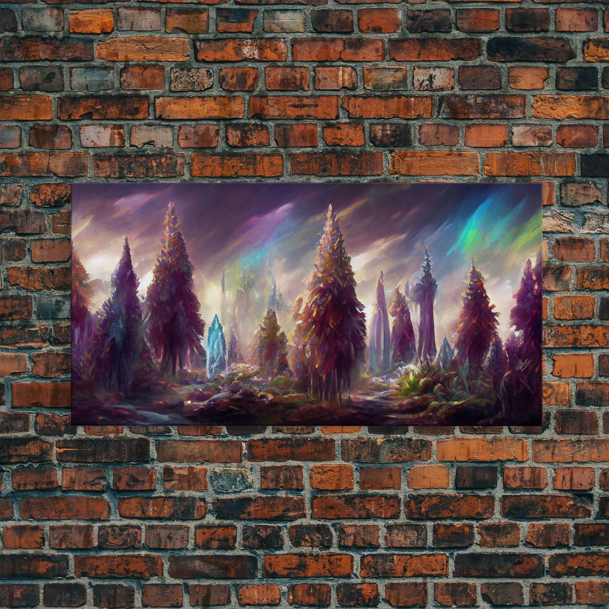 Psychedelic wall art canvas print, trippy wall art, Panoramic nature landscape wall art, fantasy art - 10x20 Inches / Gallery Wrap Canvas - Ready To Hang