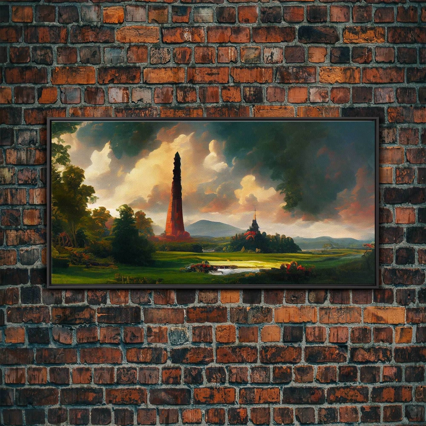 High Fantasy Art Canvas Print, Dark Tower, RPG Fantasy Art, RPG Concept art, unique wall art - 10x20 Inches / Black Frame