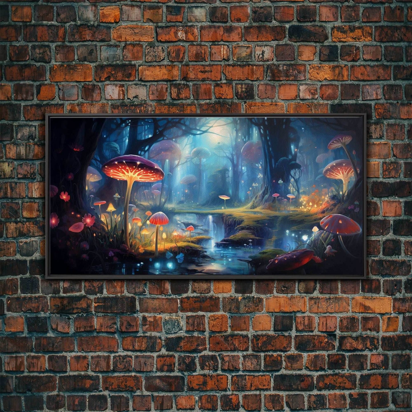 Fantasy Art, Dark Fantasy Forest Framed Canvas Print, Elven Decor, Magical Forest, RPG Game Art, Game Room Art, Witchy Decor, Wall Art - 10x20 Inches / Black Frame