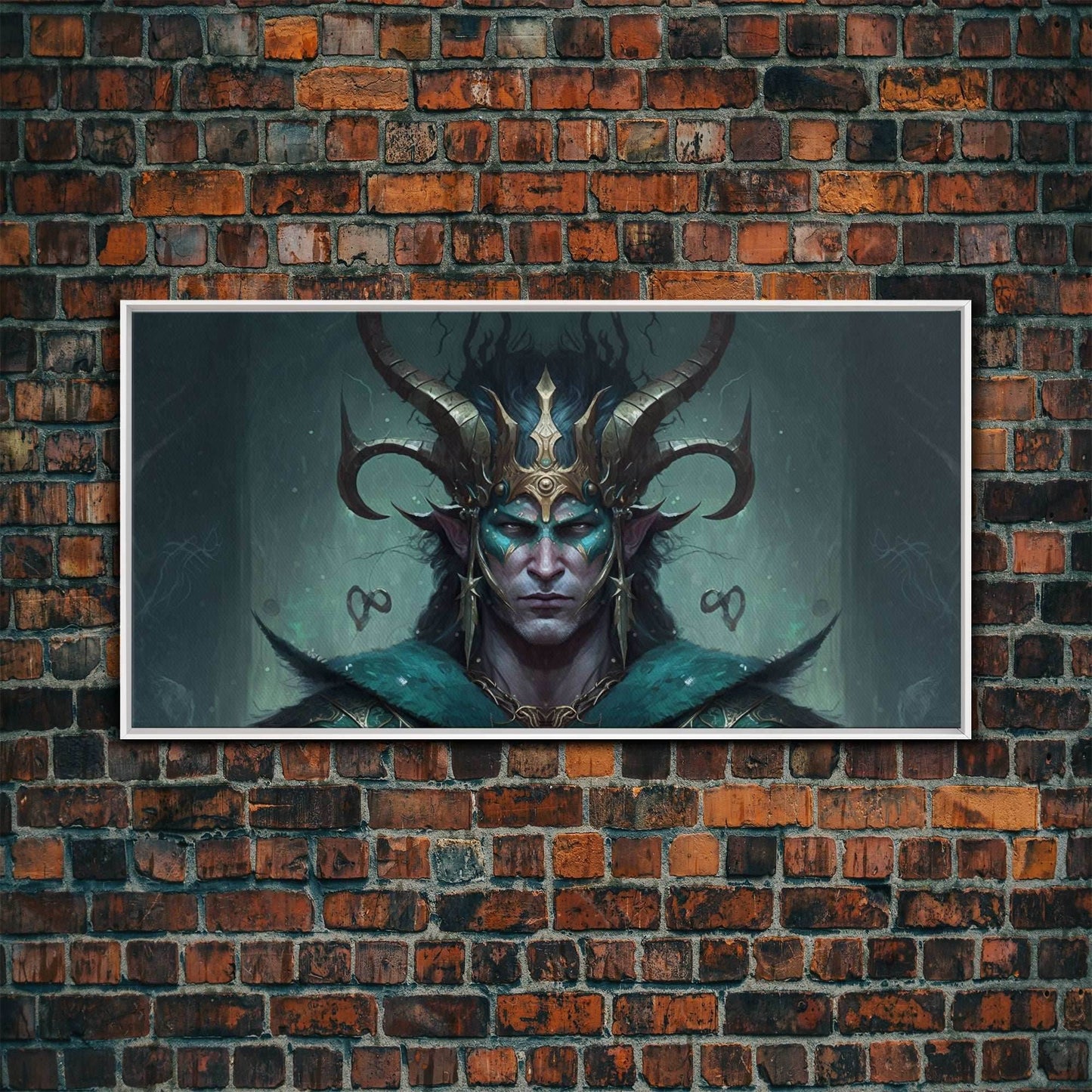 Aesthetic Loki the Trickster God, Norse Mythology, Framed Canvas Print, Extra Large Art, Fantasy Decor, Pastel Aesthetic Art - 10x20 Inches / White Frame