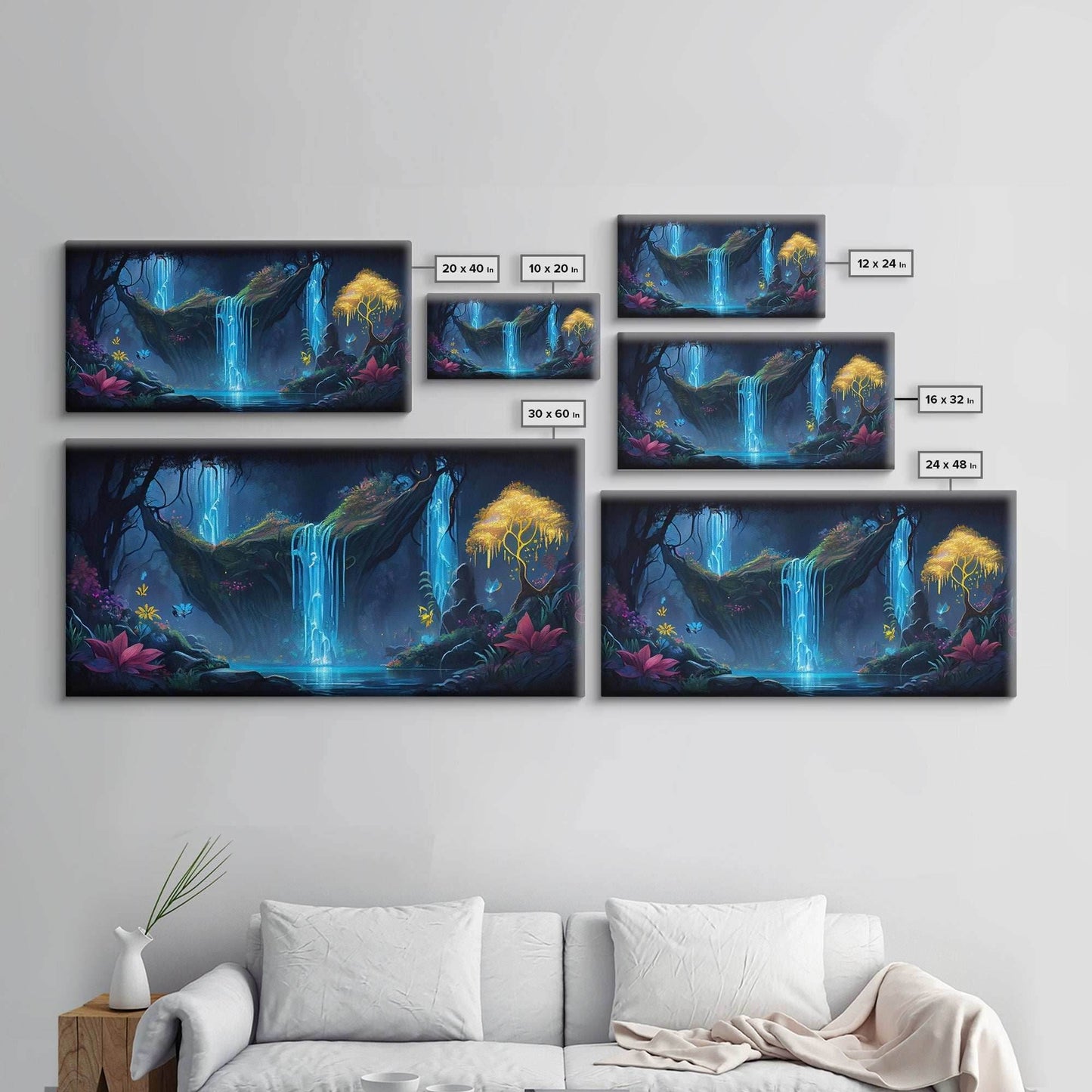 Enchanted Forest Painting, Fantasy Art, Fairy House, Fantasy, Woodland Decor, Woods, Forest, Fairy Forest - 10x20 Inches / Gallery Wrap Canvas - Ready To Hang