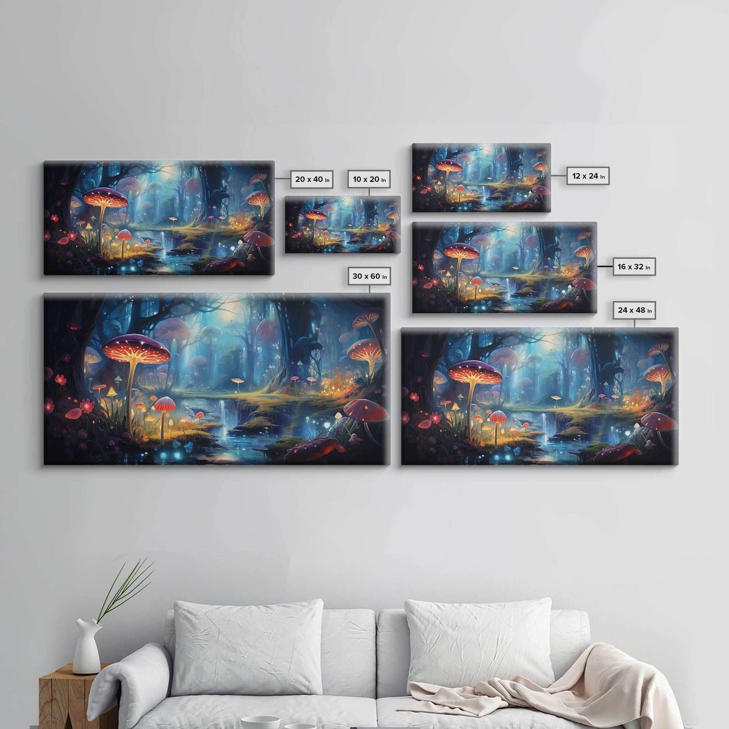 Fantasy Art, Dark Fantasy Forest Framed Canvas Print, Elven Decor, Magical Forest, RPG Game Art, Game Room Art, Witchy Decor, Wall Art - 10x20 Inches / Gallery Wrap Canvas - Ready To Hang