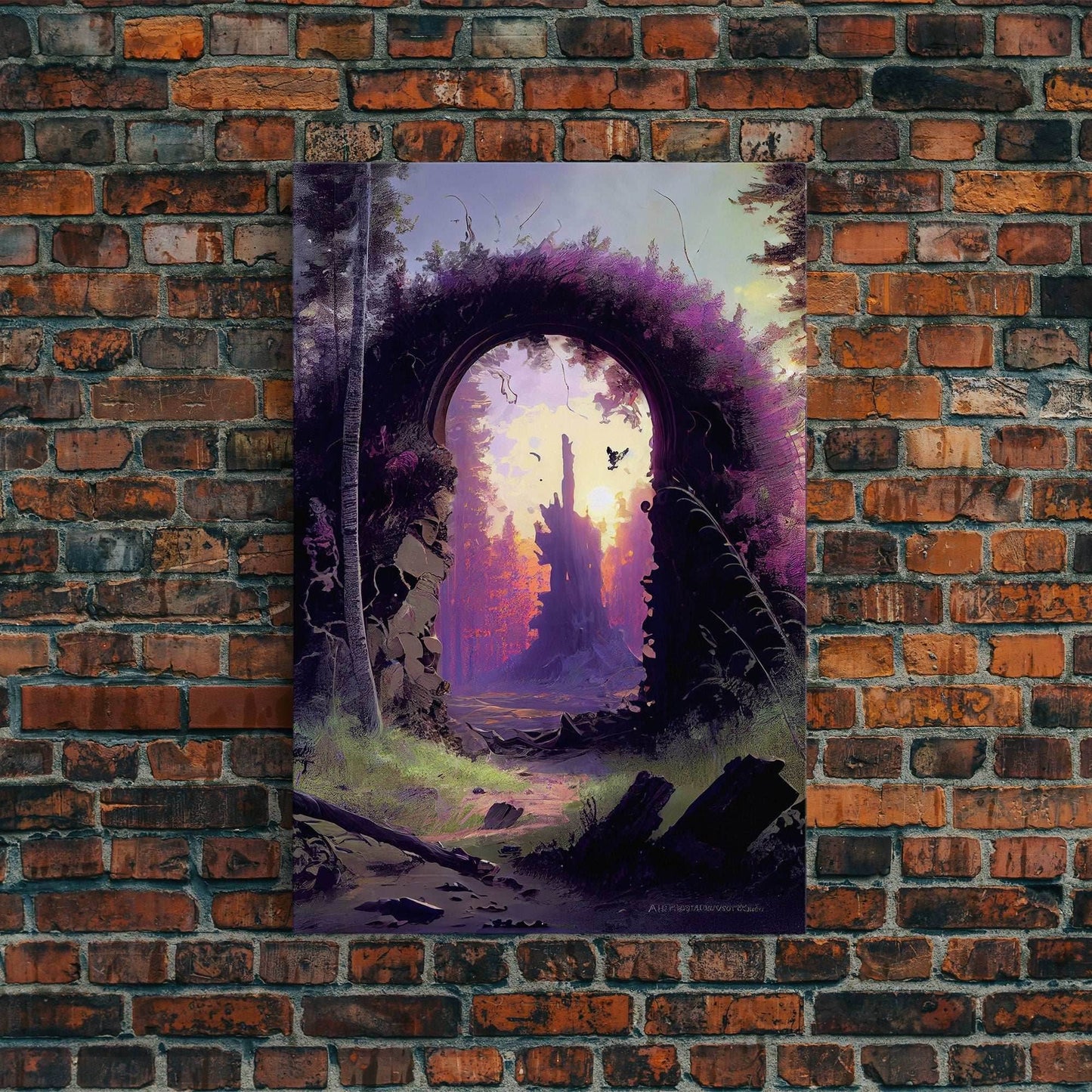 Gateway to another world, the purple realm, fine art poster print, fantasy decor - 8x12 Inches / Gallery Wrap Canvas - Ready To Hang