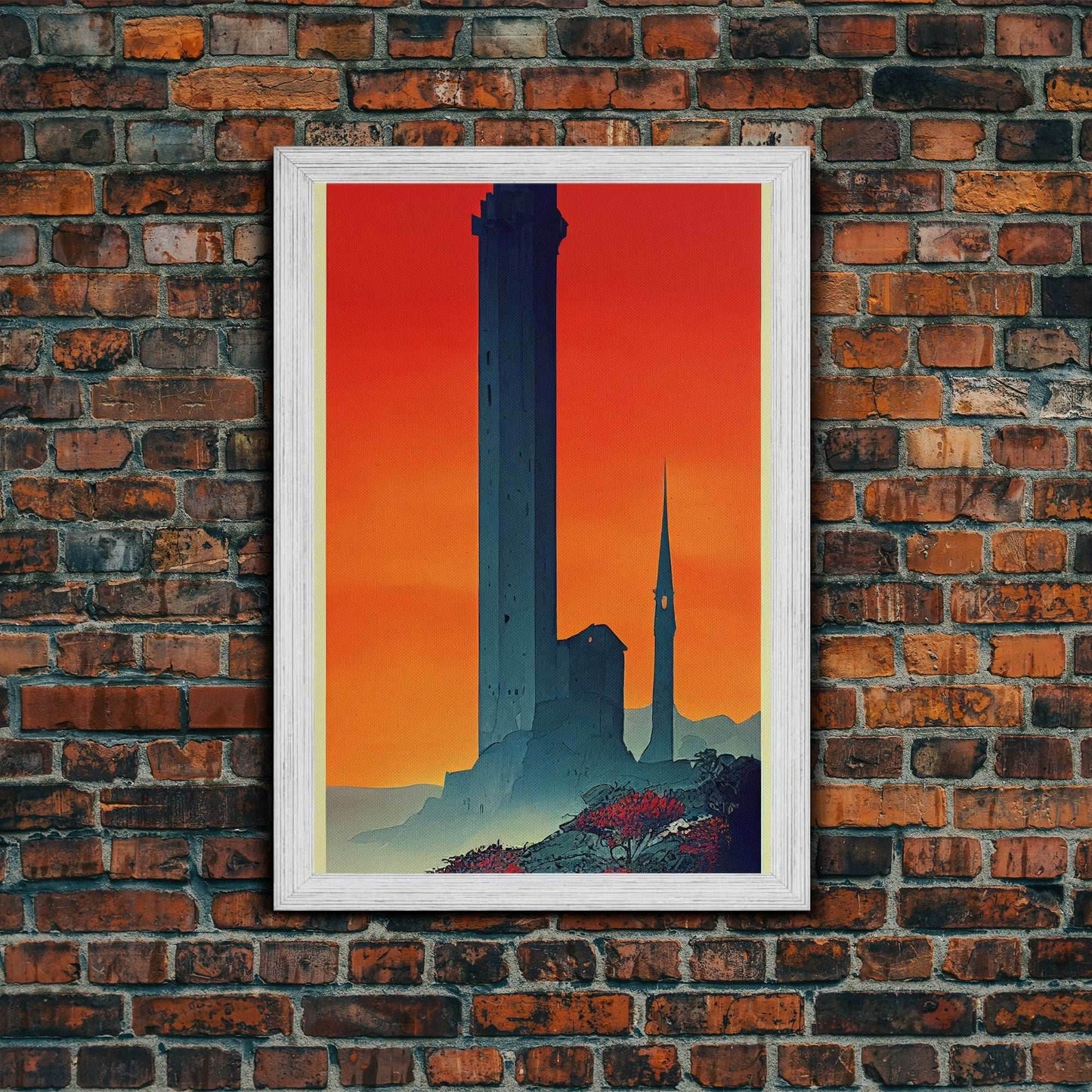 The Dark Tower, Fantasy RPG Concept Art, Wall art, framed canvas print, framed painting - 8x12 Inches / Gold Frame