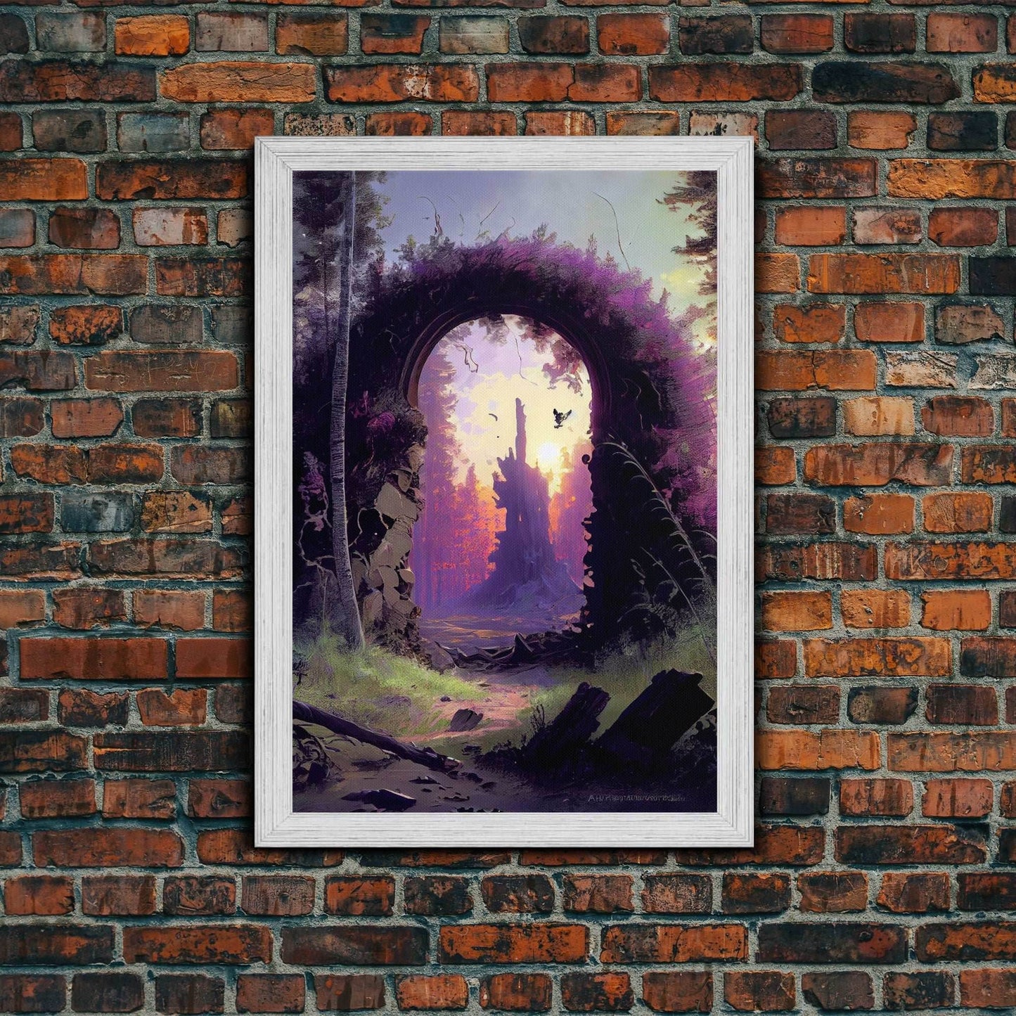 Gateway to another world, the purple realm, fine art poster print, fantasy decor - 8x12 Inches / Gold Frame