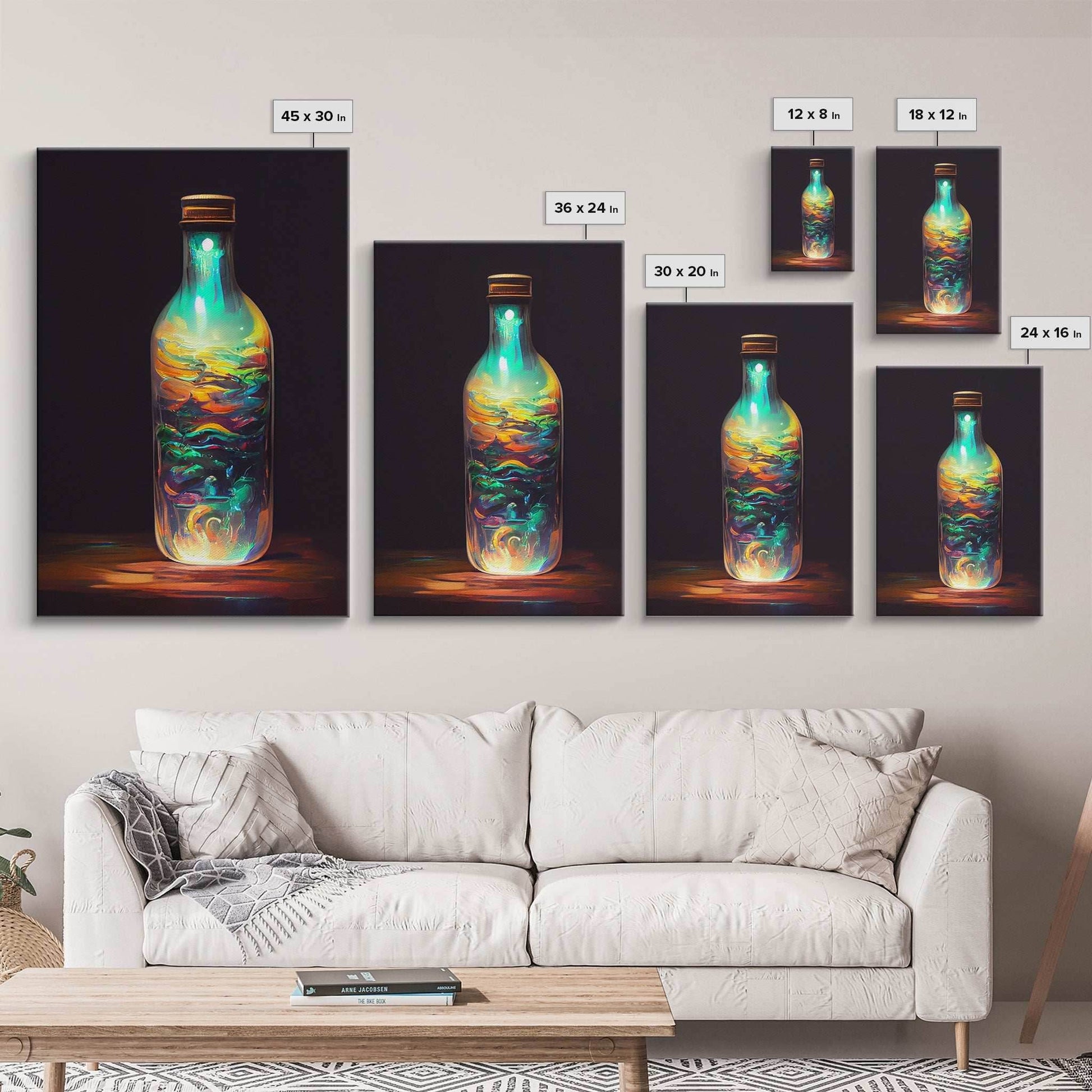 Miniature world in a bottle poster print, high fantasy wall art, magical wall art - 8x12 Inches / Gallery Wrap Canvas - Ready To Hang