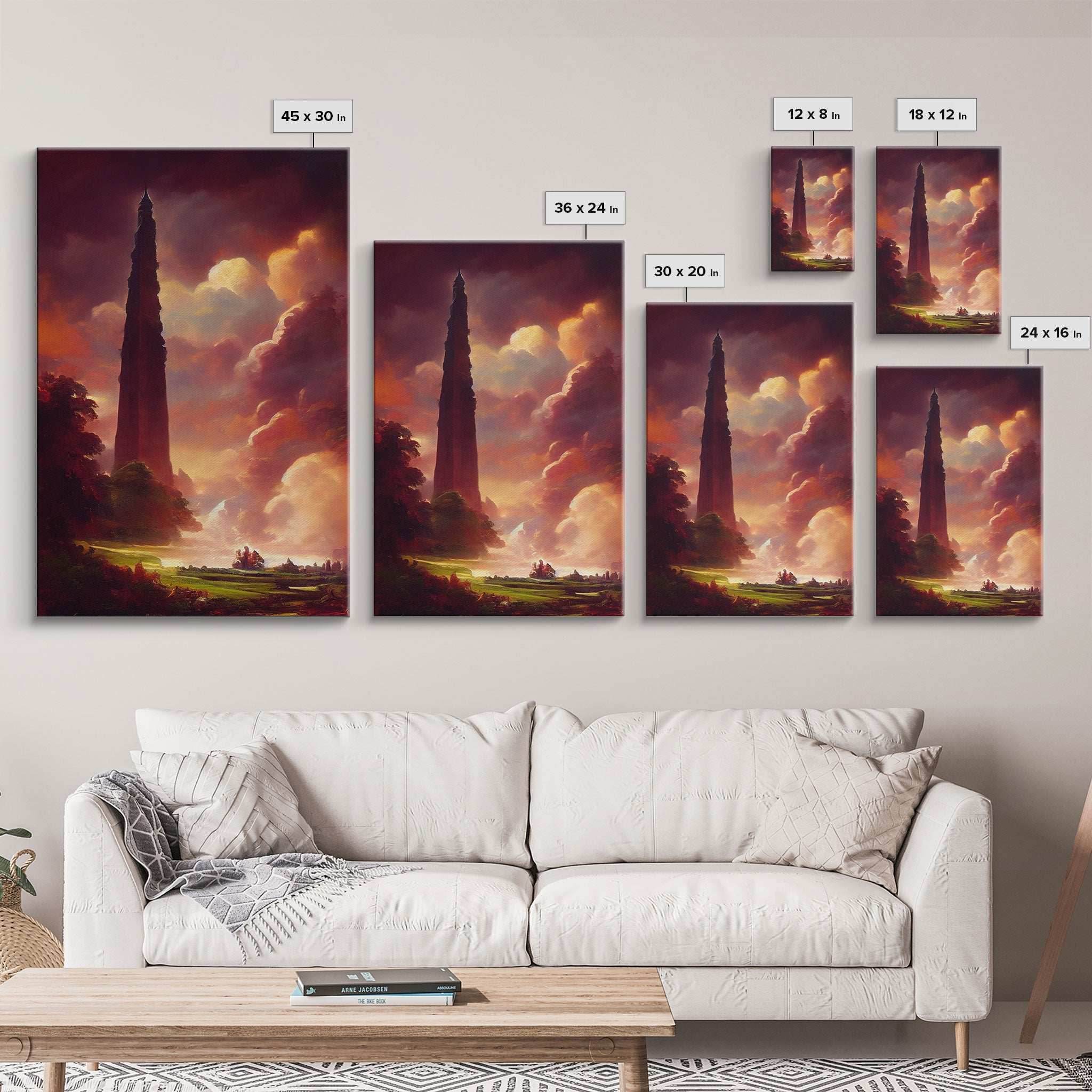 Dark Tower, High Fantasy Art Canvas Print, unique wall art, fantasy concept art - 8x12 Inches / Gallery Wrap Canvas - Ready To Hang