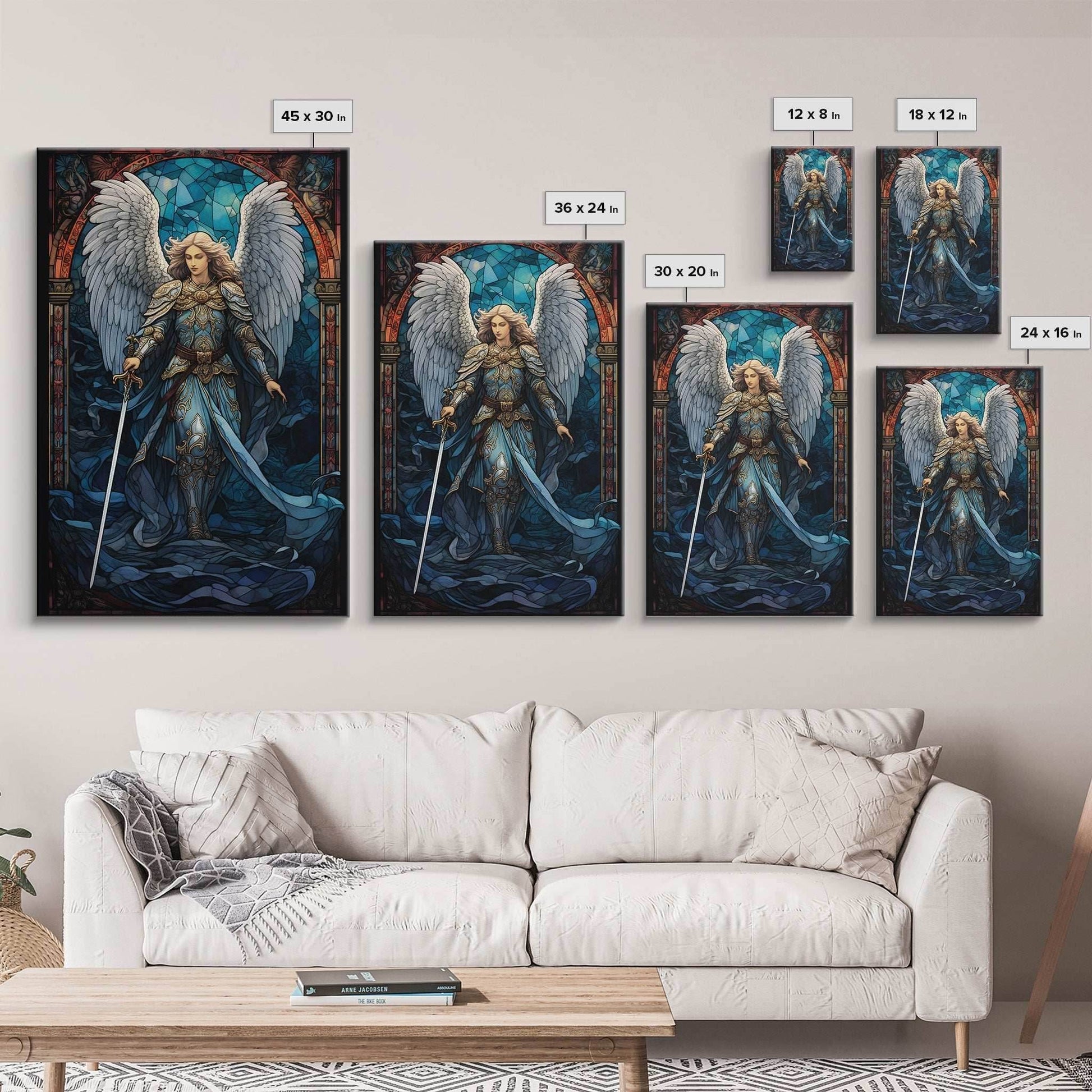 Angel, Angel Warrior, Fantasy Art, Canvas Print, Wall Hanging, Portrait Art, Stained Glass Art, Christian Wall Decor, Country Wall Art - 8x12 Inches / Gallery Wrap Canvas - Ready To Hang