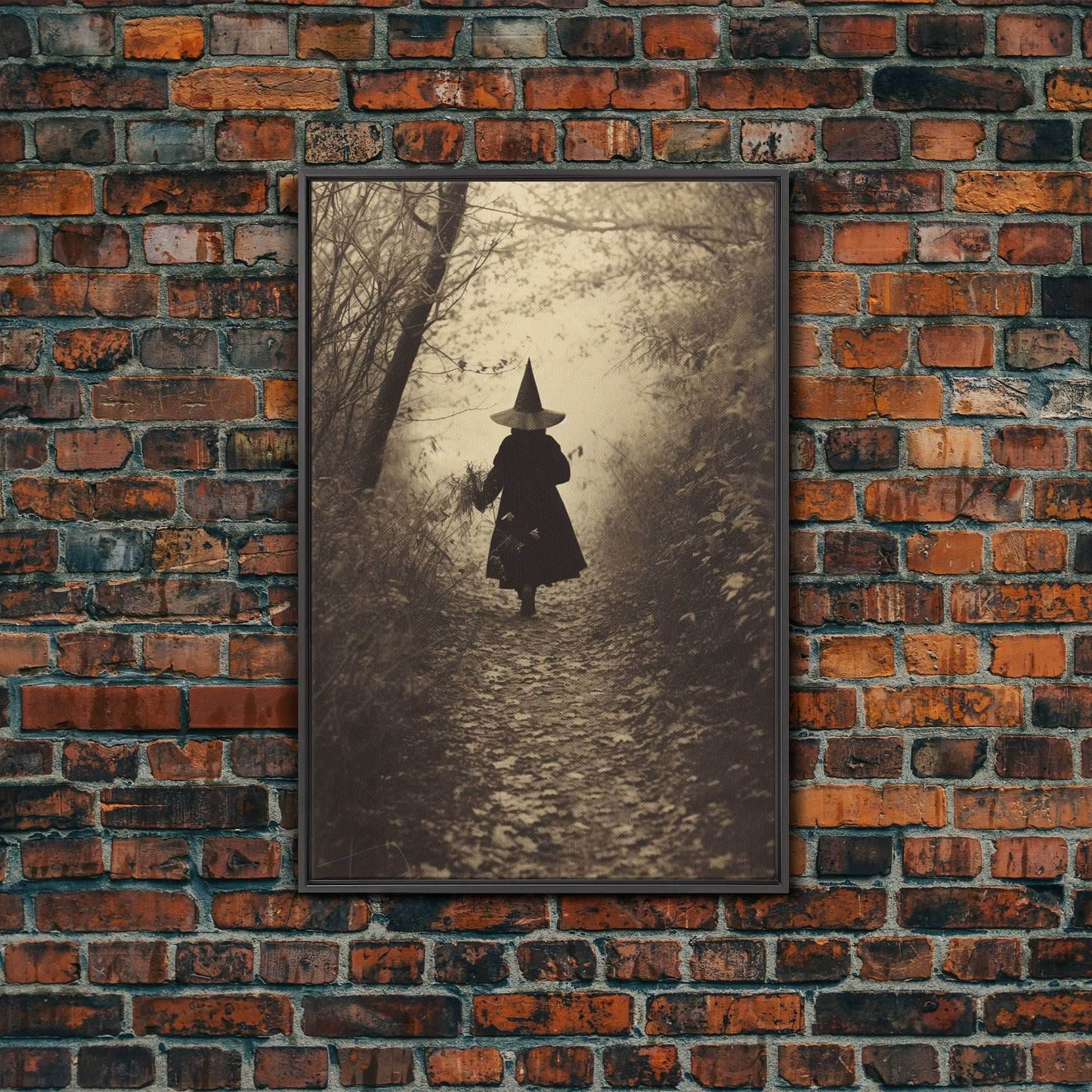 Witchy Wall Art, Dark Portrait, Spooky Halloween, Occult Art, Dark Fantasy, Canvas Print, Wall Art, Vertical Print, Home Decor, Wall Decor - 8x12 Inches / Black Frame