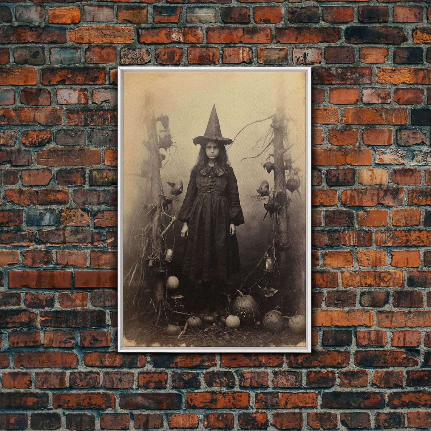 Witchy Wall Art, Moody Wall Art, Gothic Wall Art, Dark Fantasy, Horror Art, Canvas Print, Wall Art, Vertical Print, Home Decor, Wall Decor - 8x12 Inches / White Frame