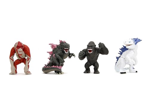Set of 4 Diecast Figures "Godzilla x Kong: The New Empire" (2024) Movie "Metalfigs" Series Diecast Models by Jada