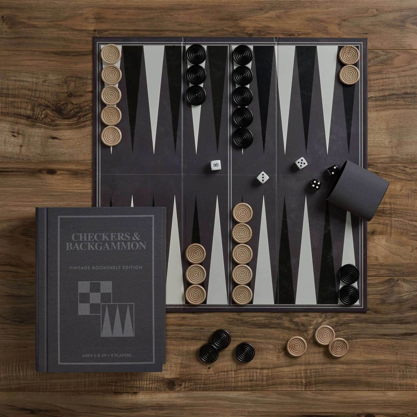 Checkers & Backgammon - Vintage Bookshelf Edition - 