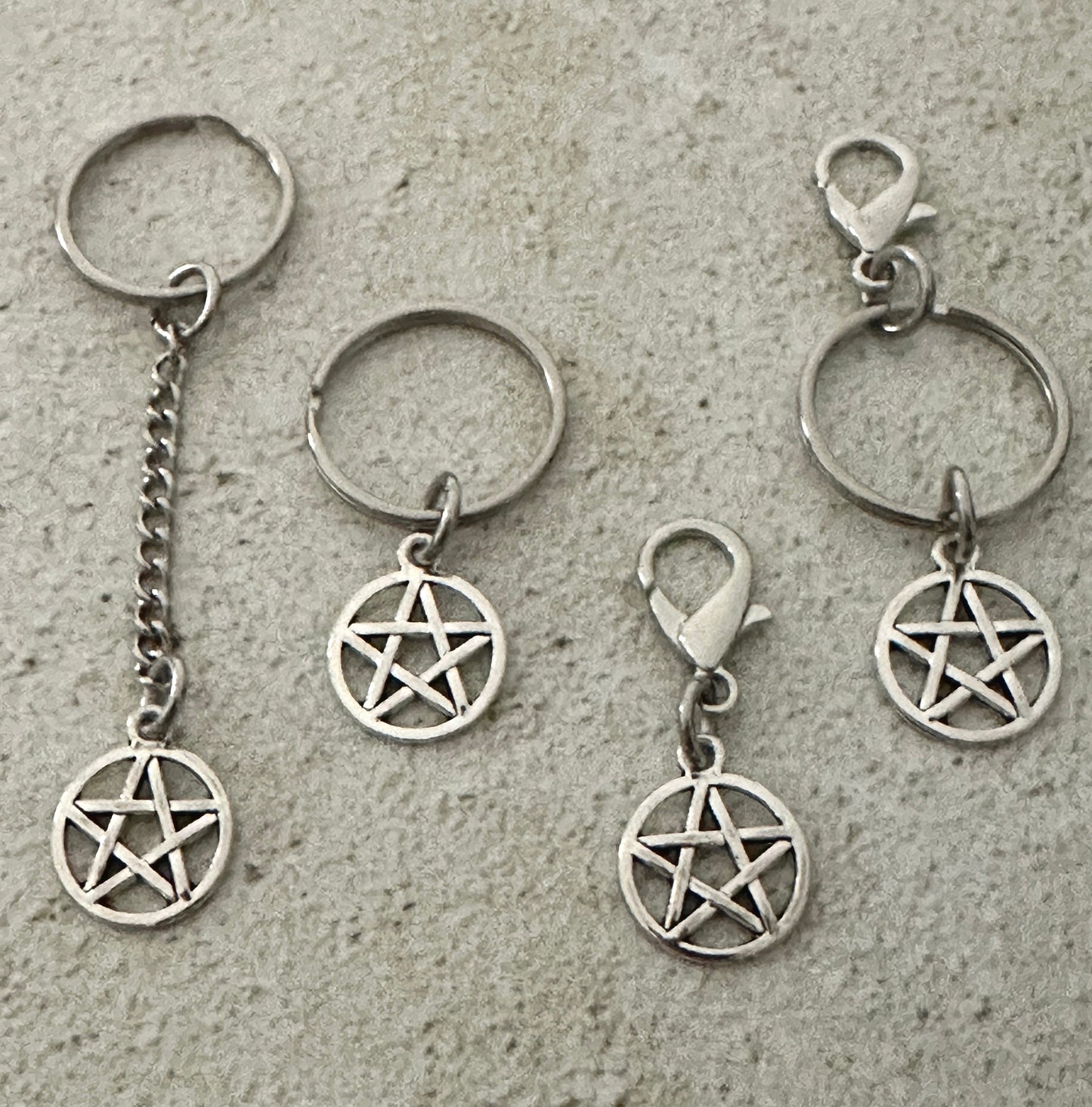 Witchy Pentacle Zipper Pull Bag Charm Keychain
