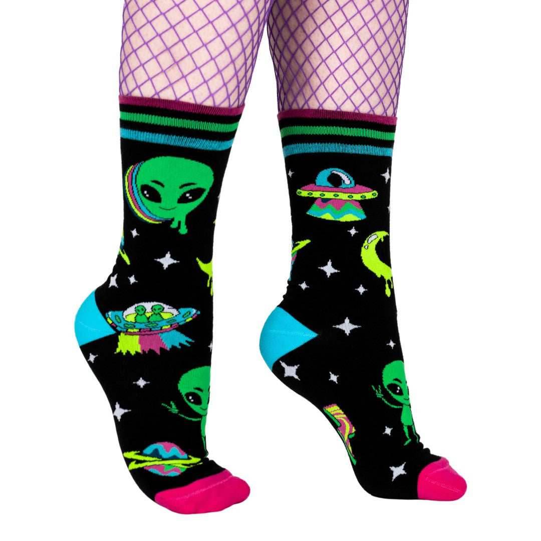 Spaced Out Alien Crew Socks - 