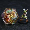 35mm Transparent Resin Giant DND D20 Flower Dice + Gold Numbers