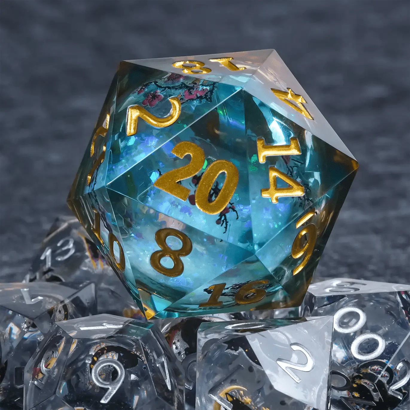 Giant D20 Dice Plum Liquid 35mm Resin RPG Dice