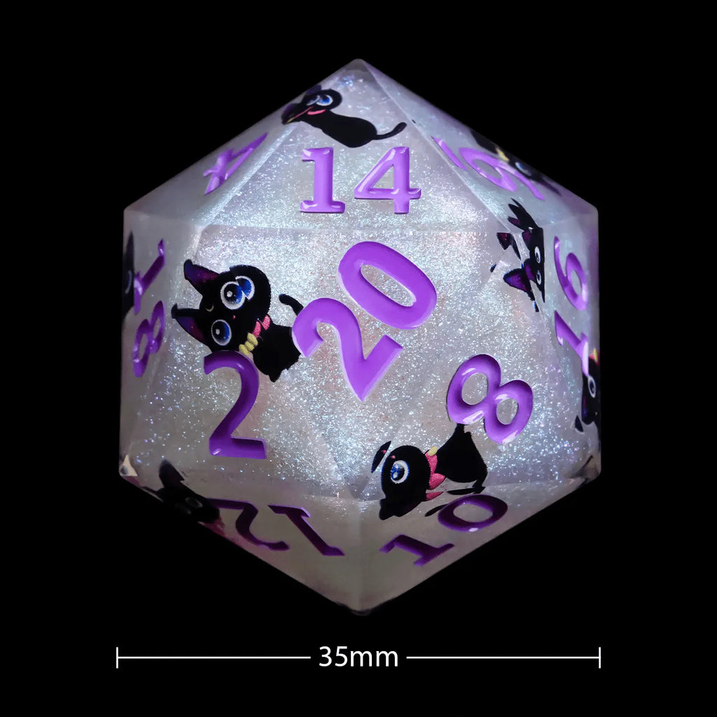 Giant D20 Dice - Monster Theme - Resin 35mm DND Roleplaying Dice
