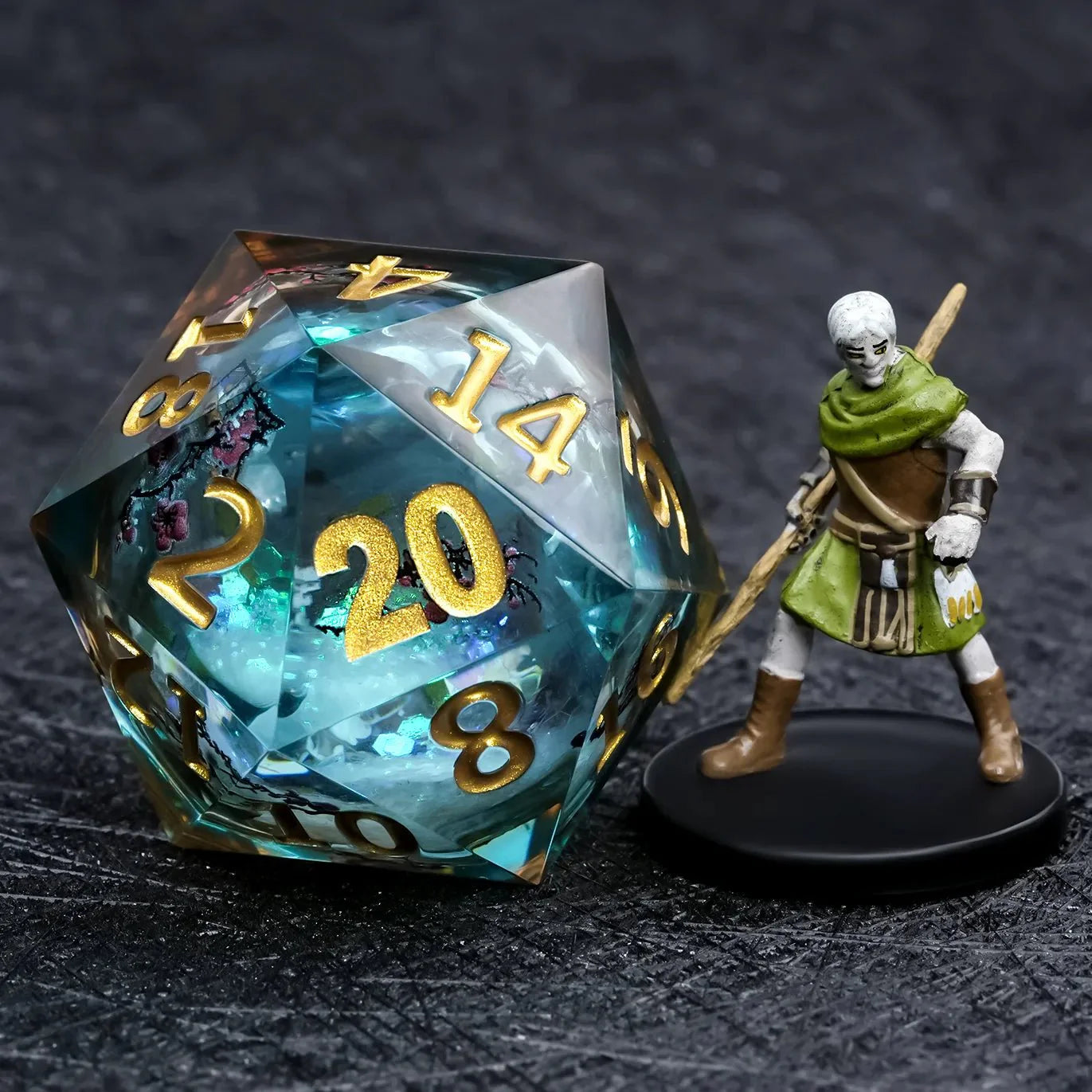 Giant D20 Dice Plum Liquid 35mm Resin RPG Dice