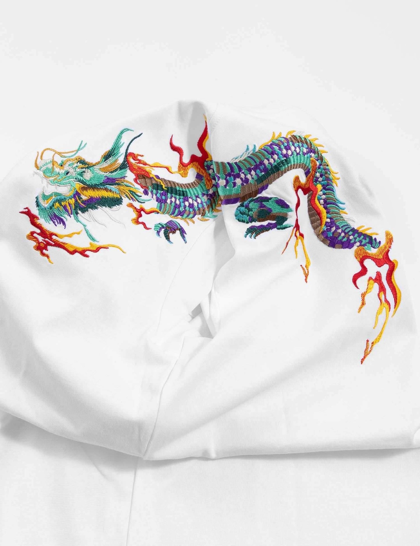 KH727 Flying Dragons Embroidery Tee - White / S