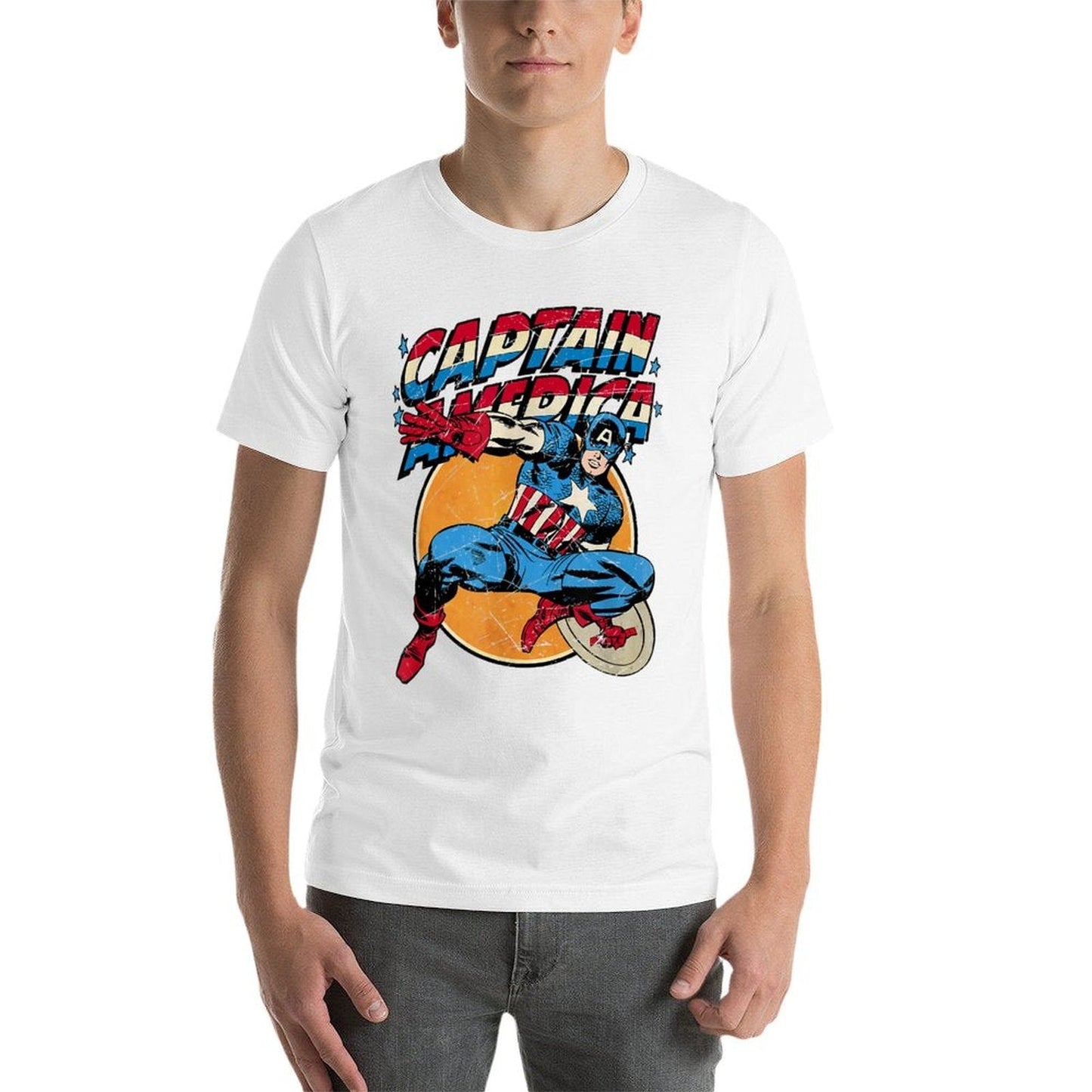 Marvel Avengers Vintage Captain America Avengers Comic  Oversized Silhouette T-Shirt