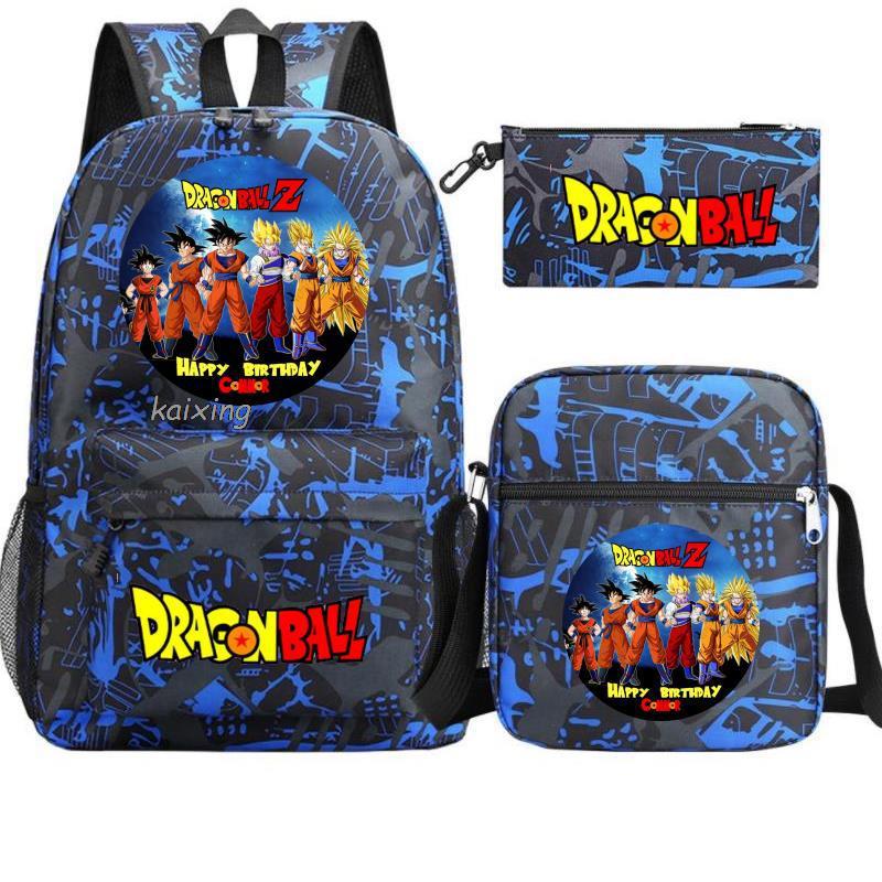 Dragon Ball Backpack Student Shoulder Bag Travel Bag 3-Piece Set