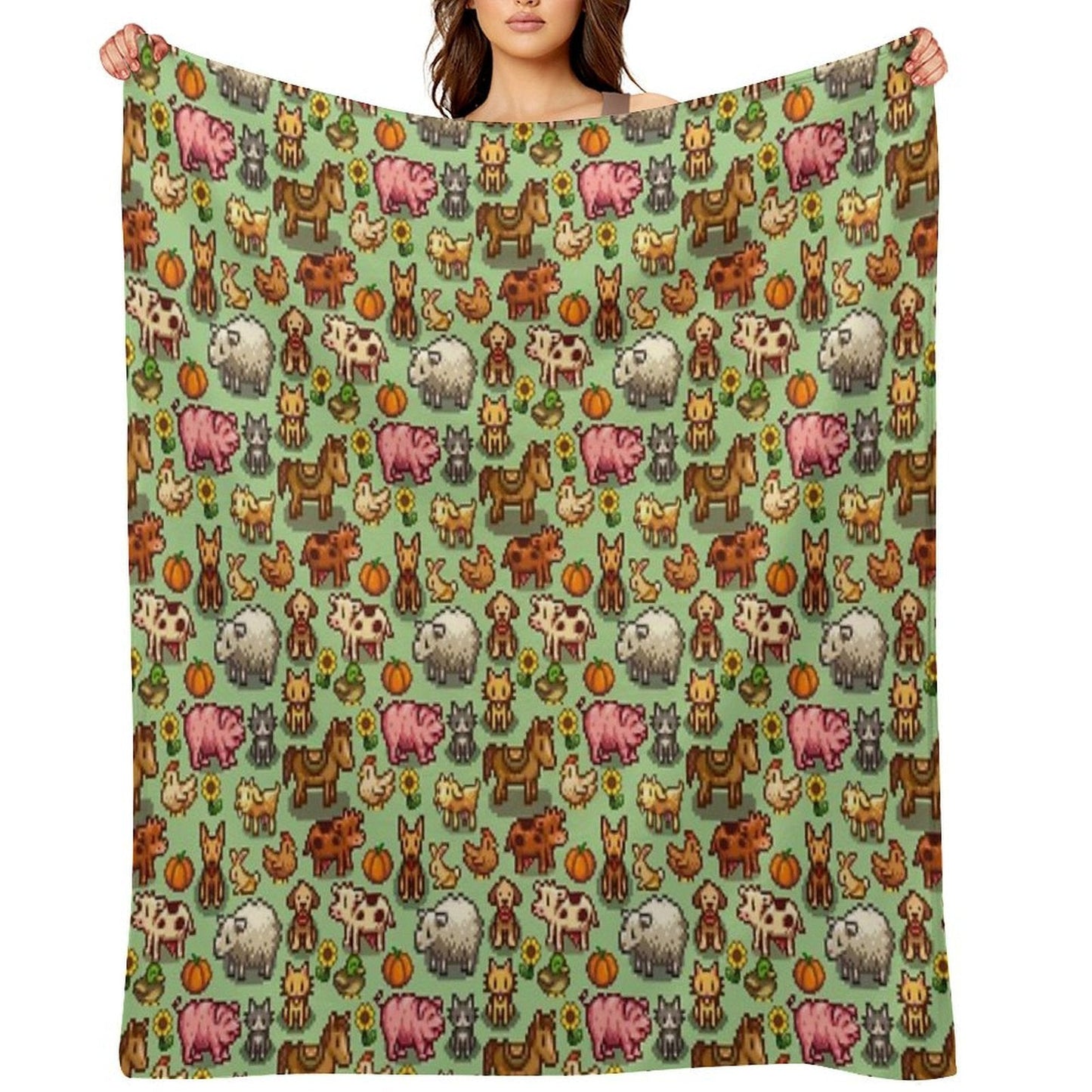 Stardew Valley Farm Animals Throw Blanket