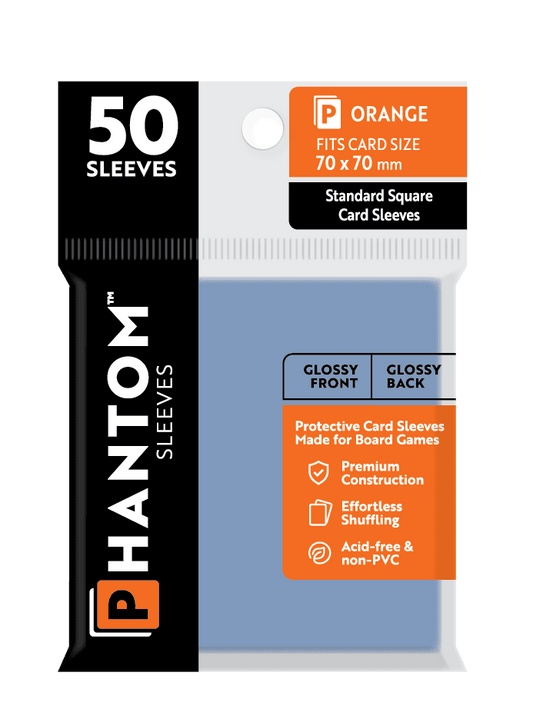 Phantom Sleeves: Orange Size (70mm x 70mm) 50 ct - Glossy Front / Glossy Back