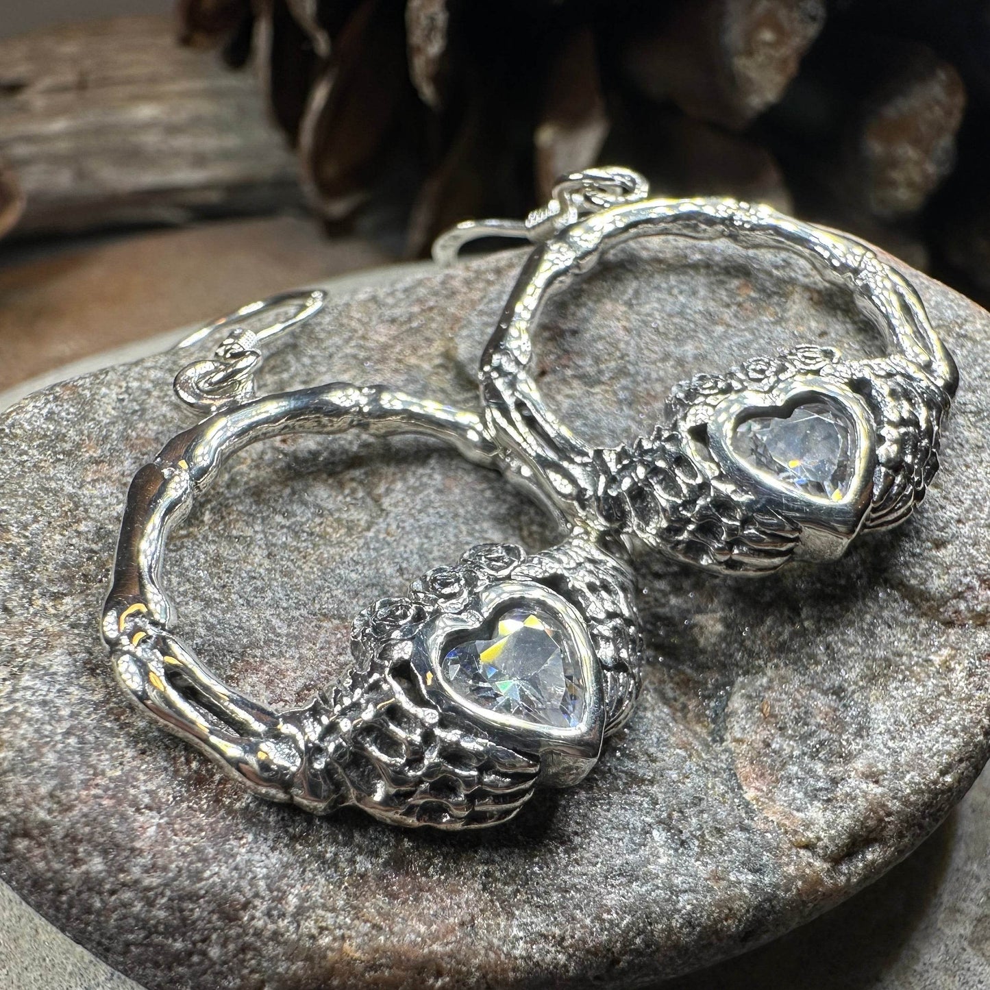 Claddagh Stud Earrings - Diamond Zirconia
