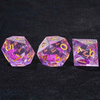 Purple Quicksand Liquid Core Resin 10-Sided Dice (D10 Dice) with Gold Numbers