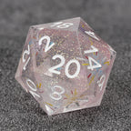 Fireworks Pink Glitter Transparent Resin DND Dice Set