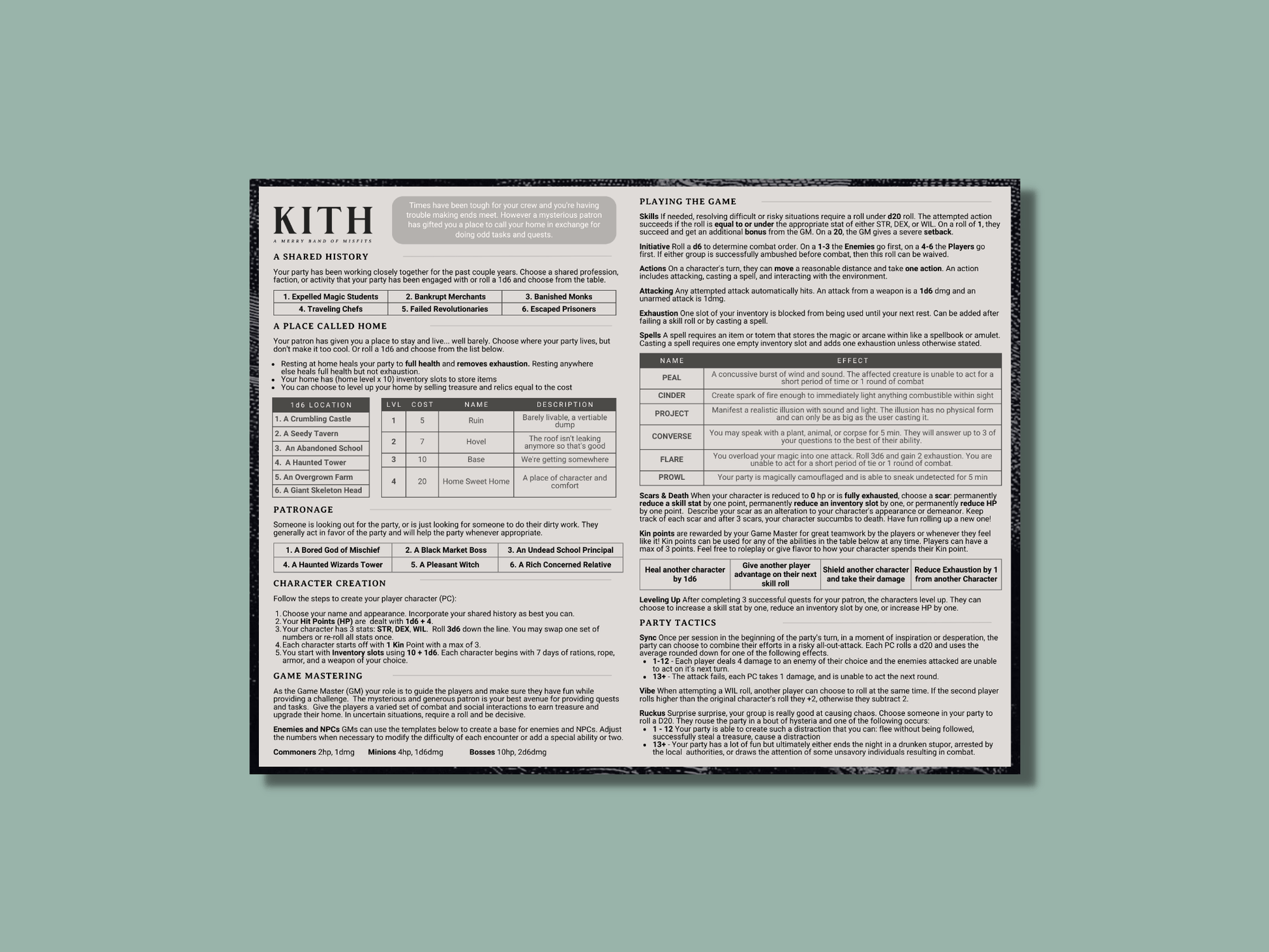 KITH: A One-Page TTRPG