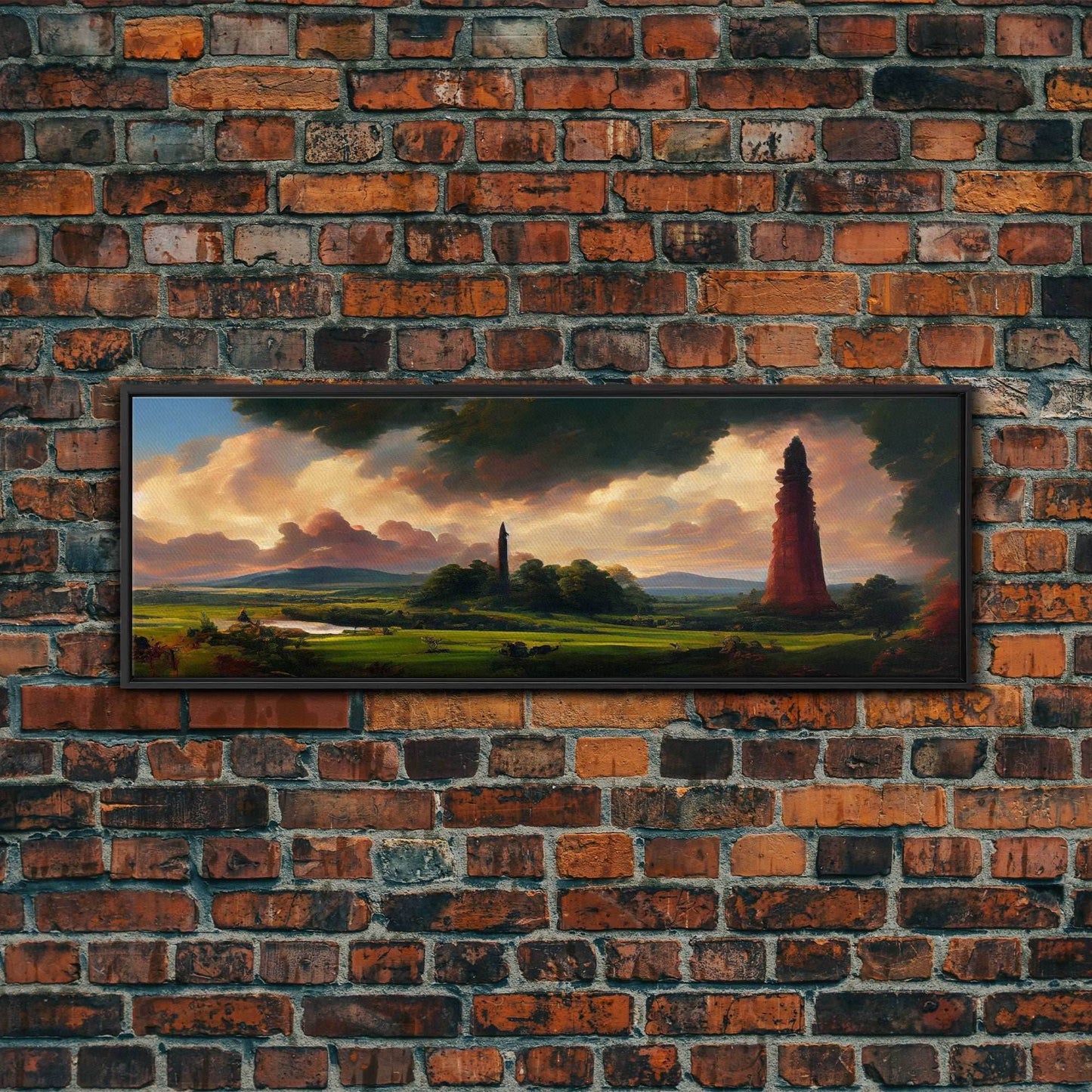 The Dark Tower, Ready To Hang Canvas Print, Panoramic Art, High Fantasy Concept Art - 10x30 Inches / Black Frame