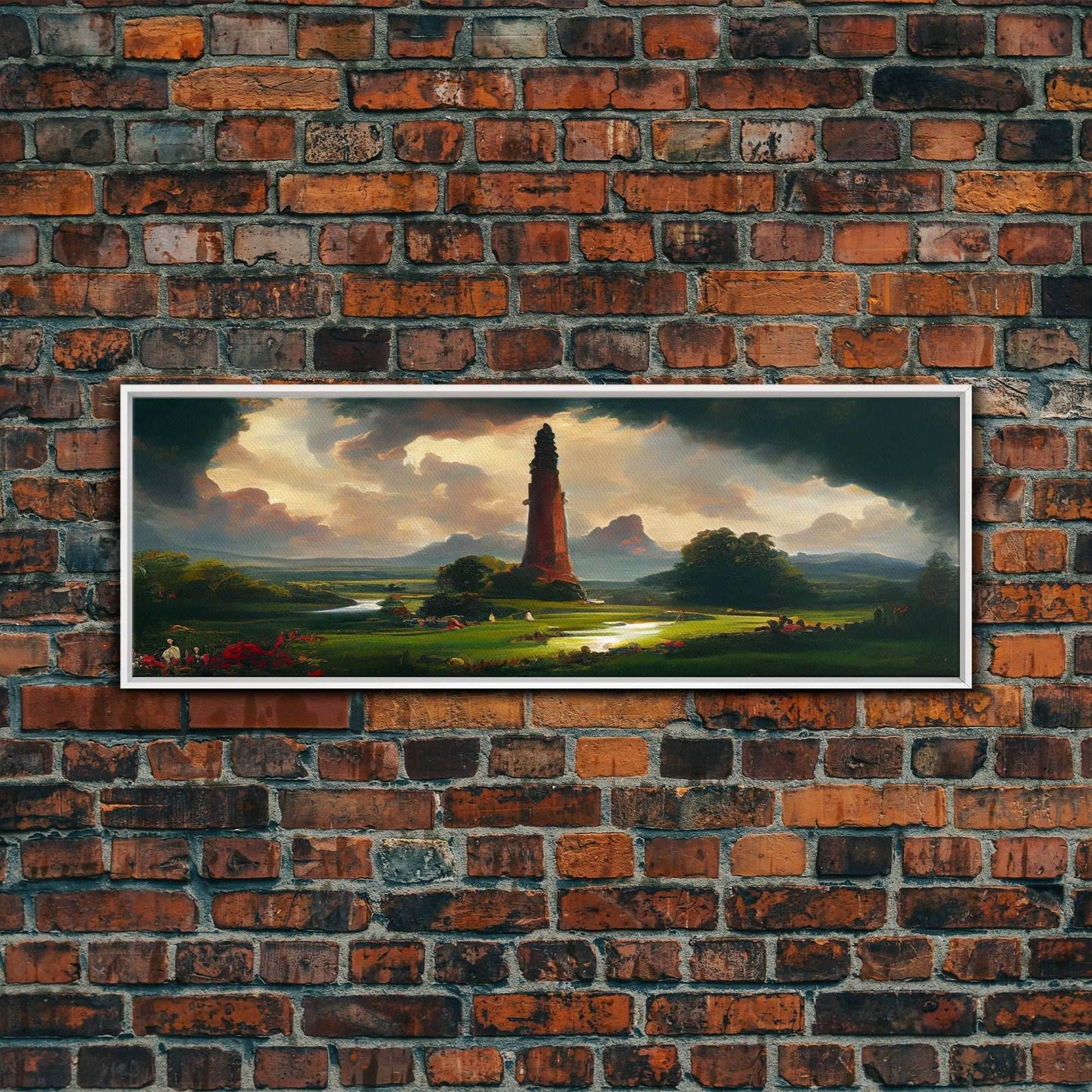 The Dark Tower, Ready To Hang Canvas Print, Panoramic Art, High Fantasy Concept Art - 10x30 Inches / White Frame