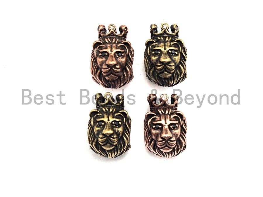 Antique Color Lion King Head Bead, Men's Bracelet Beads, Large Hole Beads, 9x14x13mm,1pc,sku#Y202