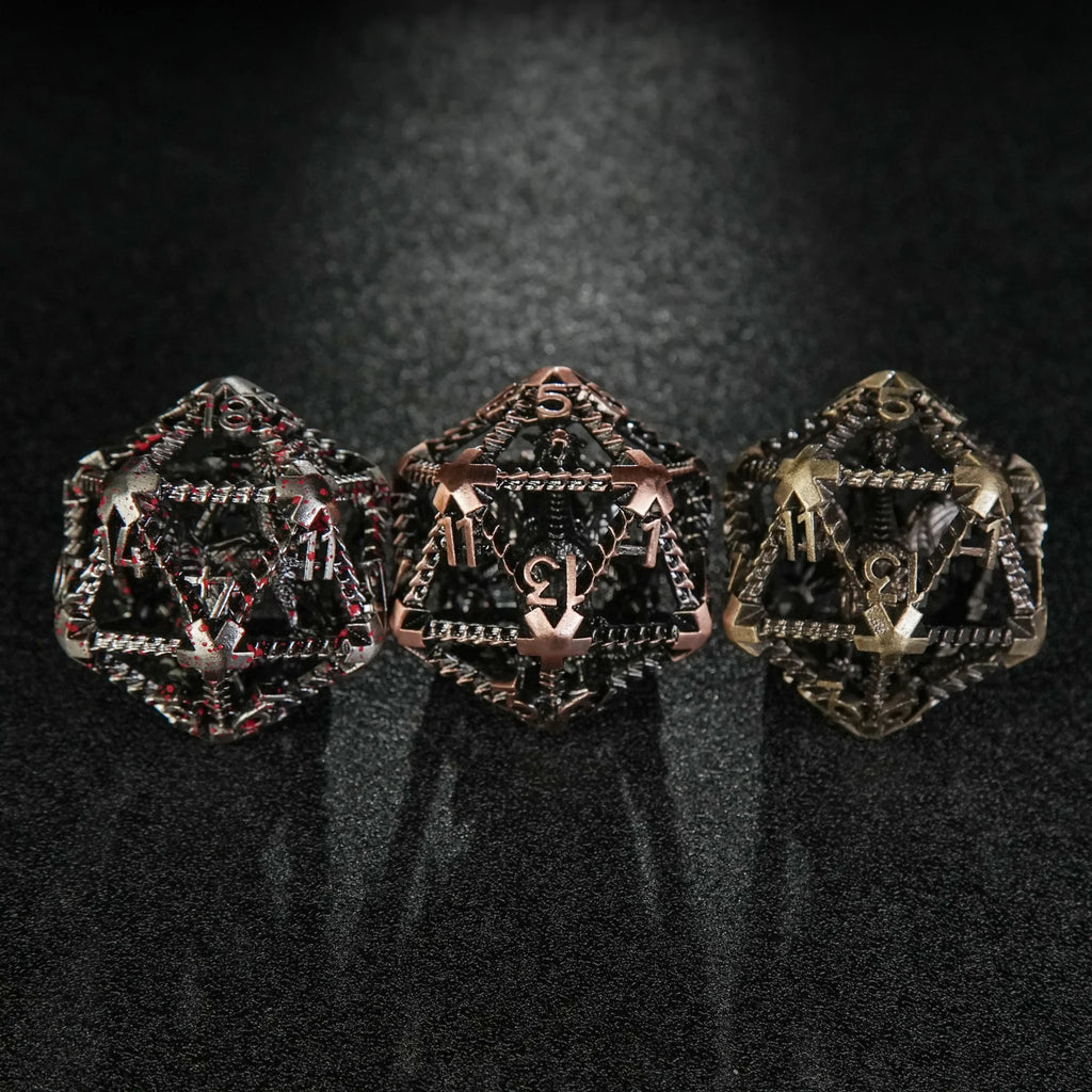 3D Metal  Flying Dragon Hollow D20 Polyhedron Dice 40mm 20 Sided Dice