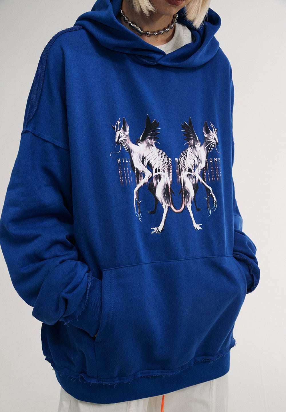 Flying Devil Cats Hoodie - Blue / S