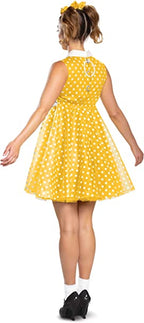 Gabby Yellow Polka Dot 50's Dress Toy Story Adult Halloween Costume Medium 8-10