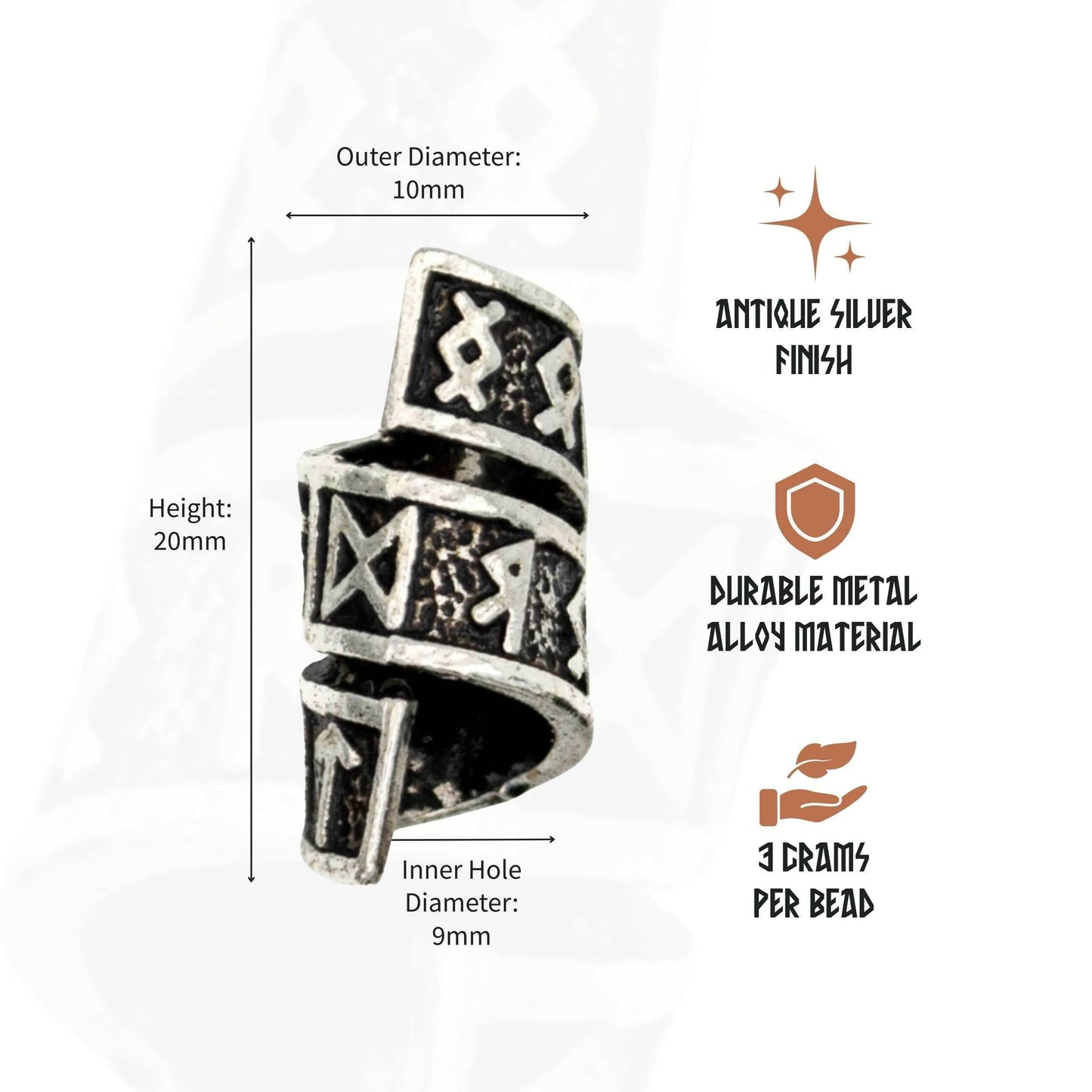 Rune Beard Rings - (Silver - 4) - 