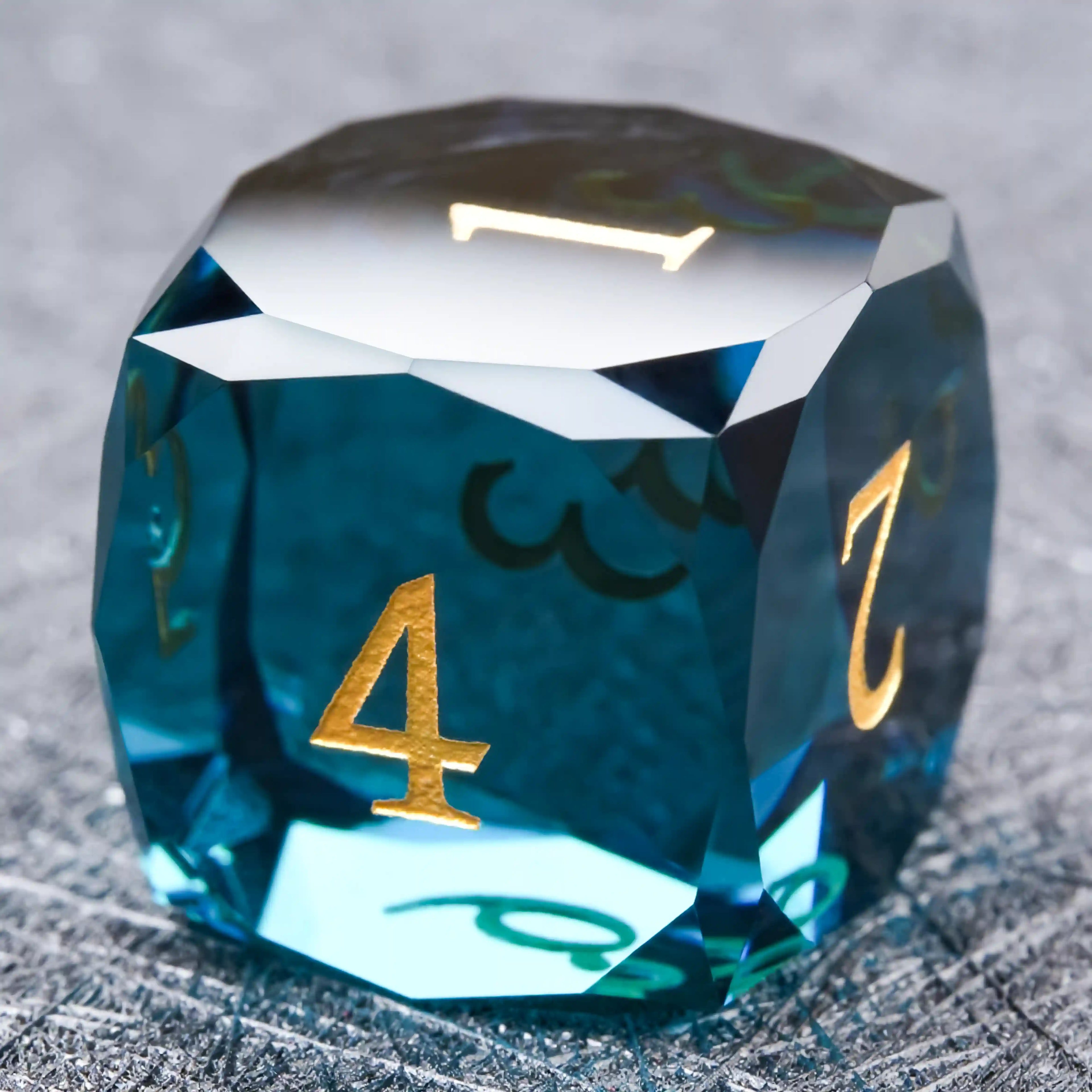 Bear Dice DND Multi-Sided Engraved Glass Gemstone Dice Set