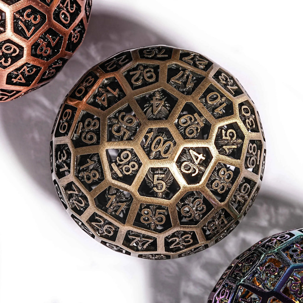 50mm Mystery Tap Bronze D100 Metal DND Dice