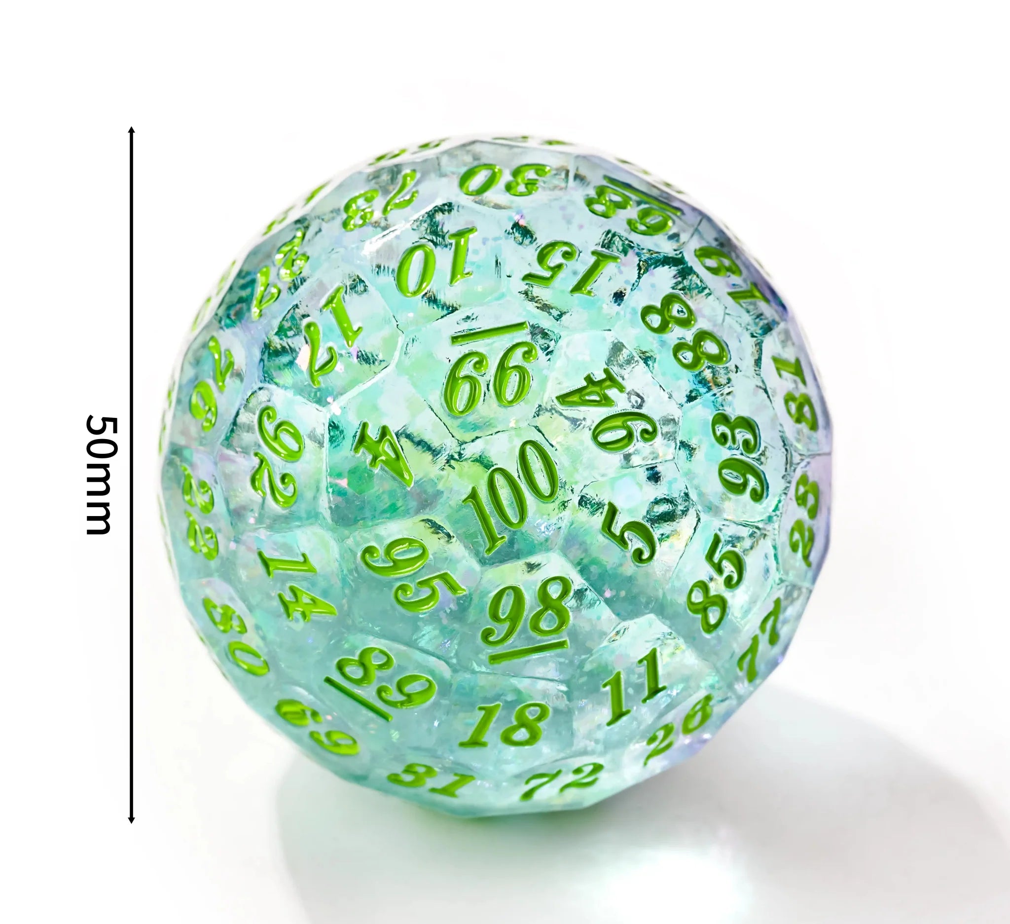 D100 Quicksand Resin Dice - 50mm Transparent 100-sided Dice Ball