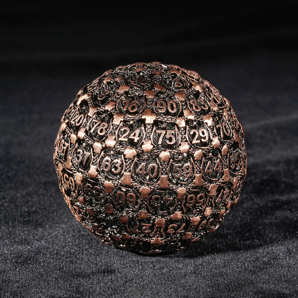 50mm red copper 3D Dragon Ball DND dice metal hollow D100 dice